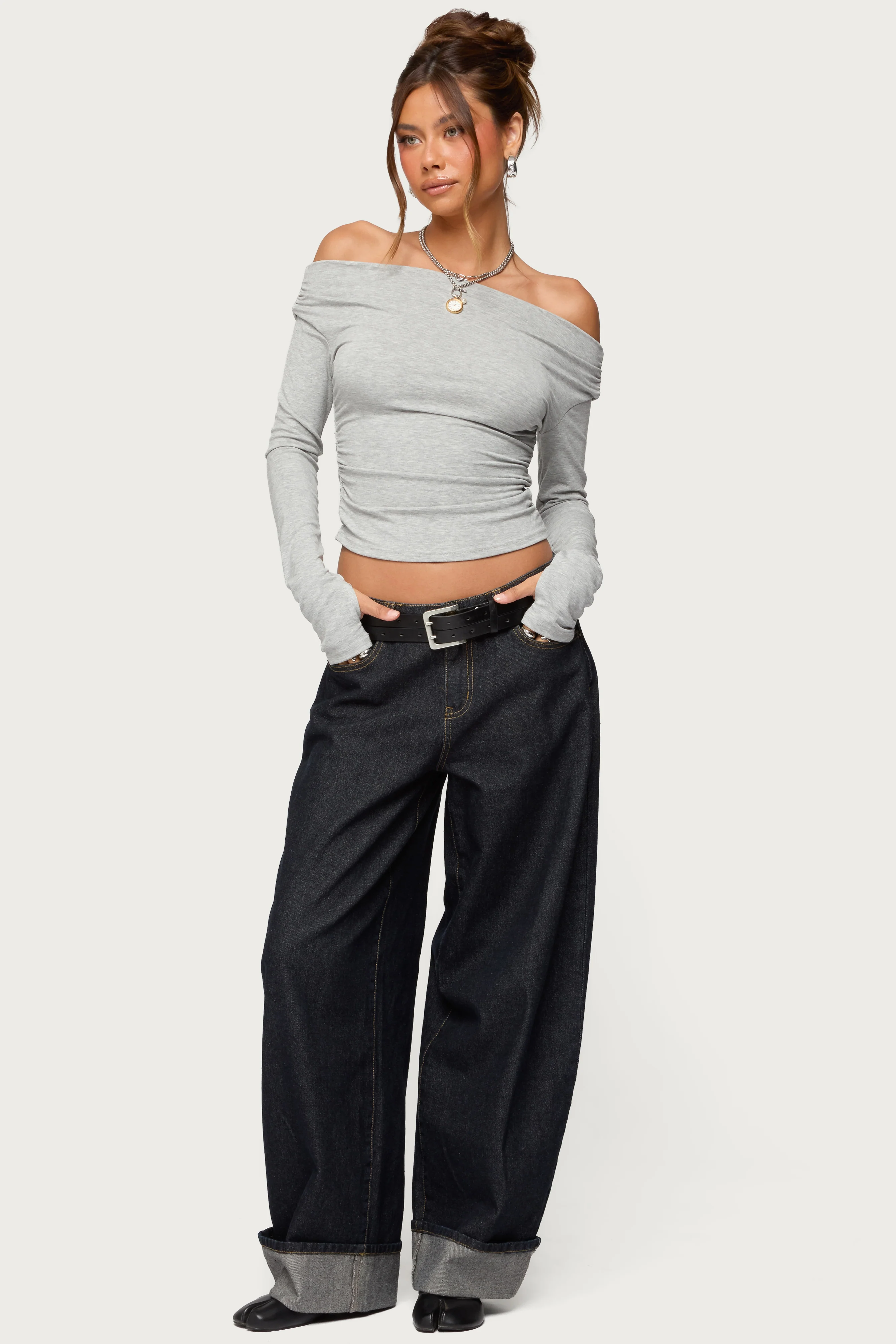 Milane Ruched Off Shoulder Ribbed Top - Image 6