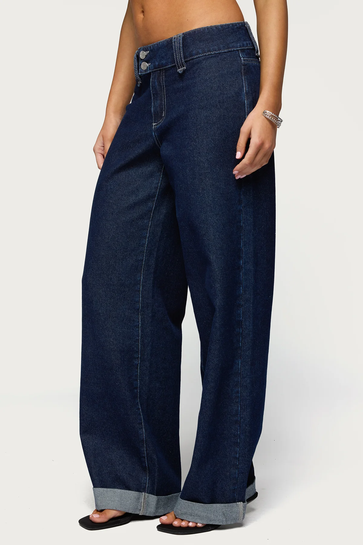 Cuffed Low Rise Straight Leg Jeans - Image 3