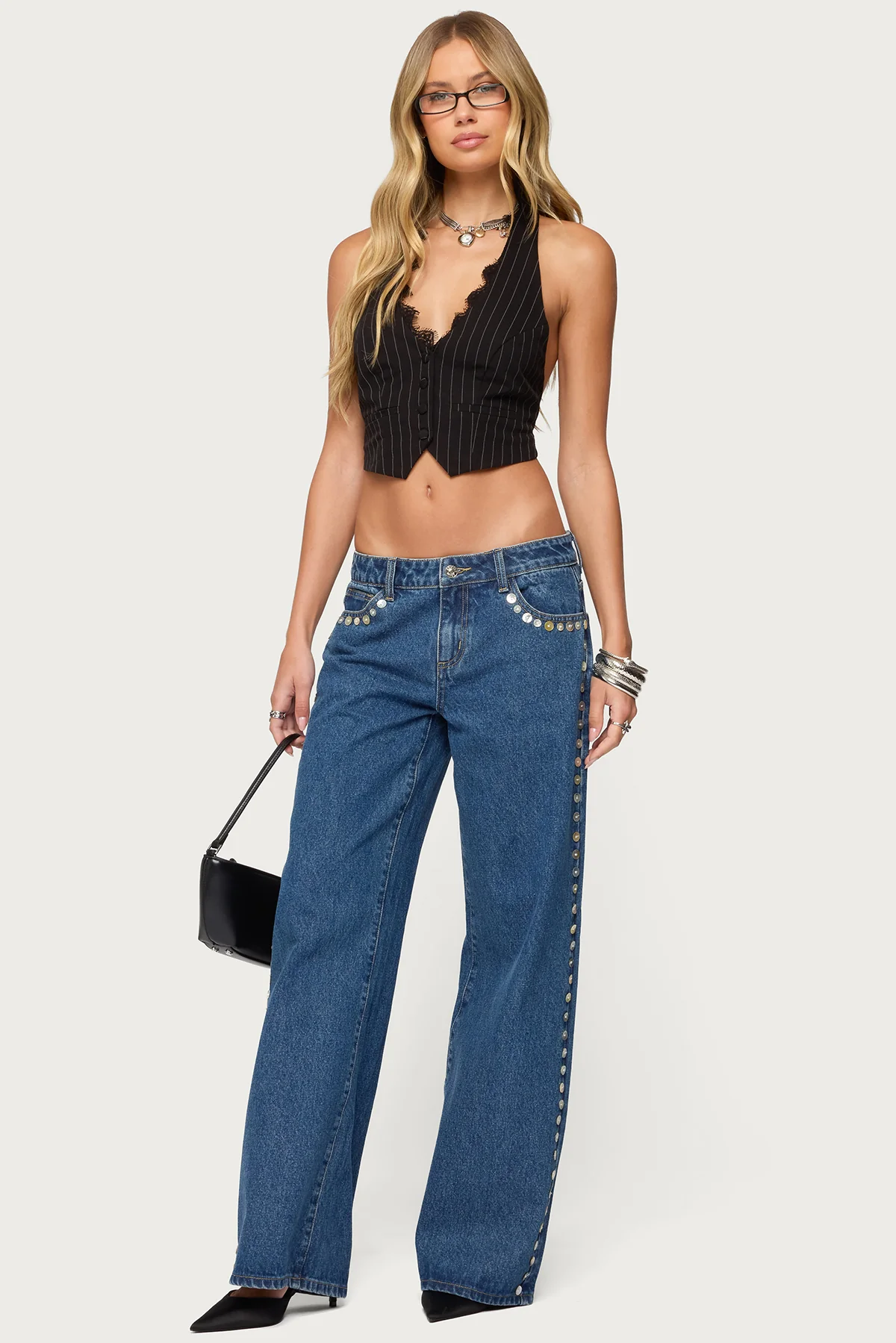 Devon Lacey Pinstripe Halter Top - Image 3