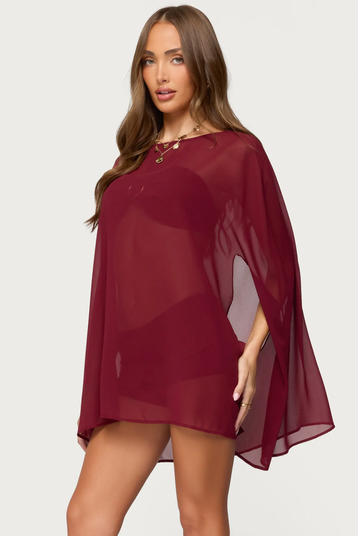 Mckenzie Sheer Chiffon Poncho - Image 4