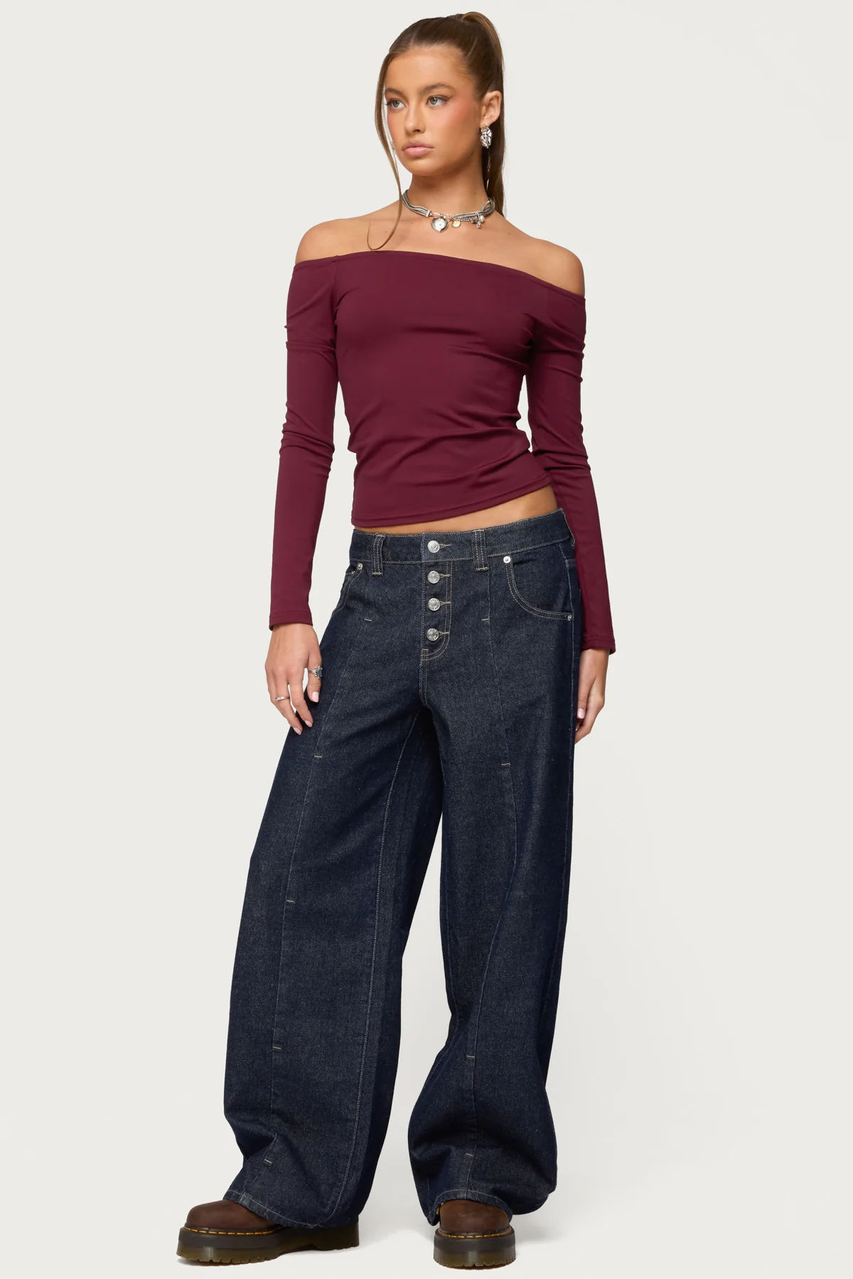Katie Off Shoulder Long Sleeve Top - Image 4