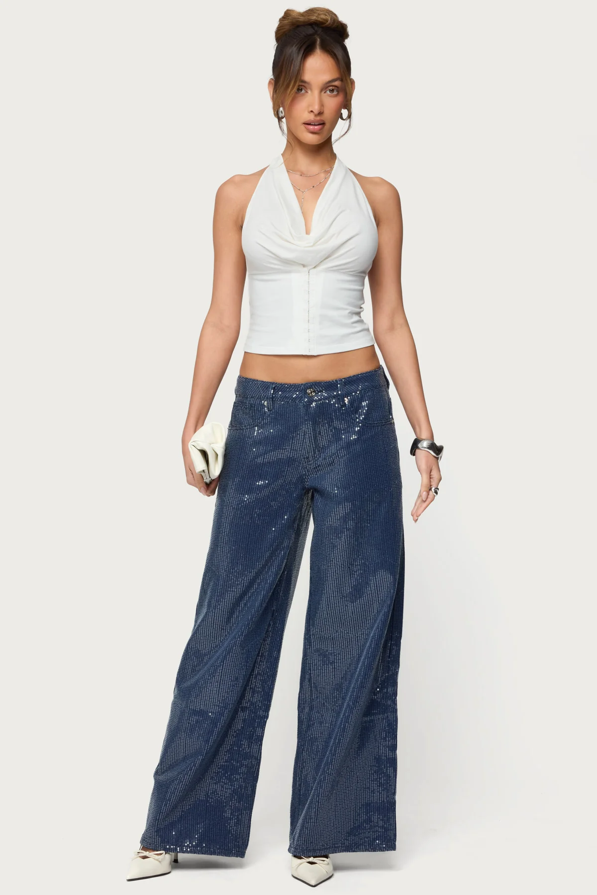 Mirella Sequin Low Rise Baggy Jeans - Image 5