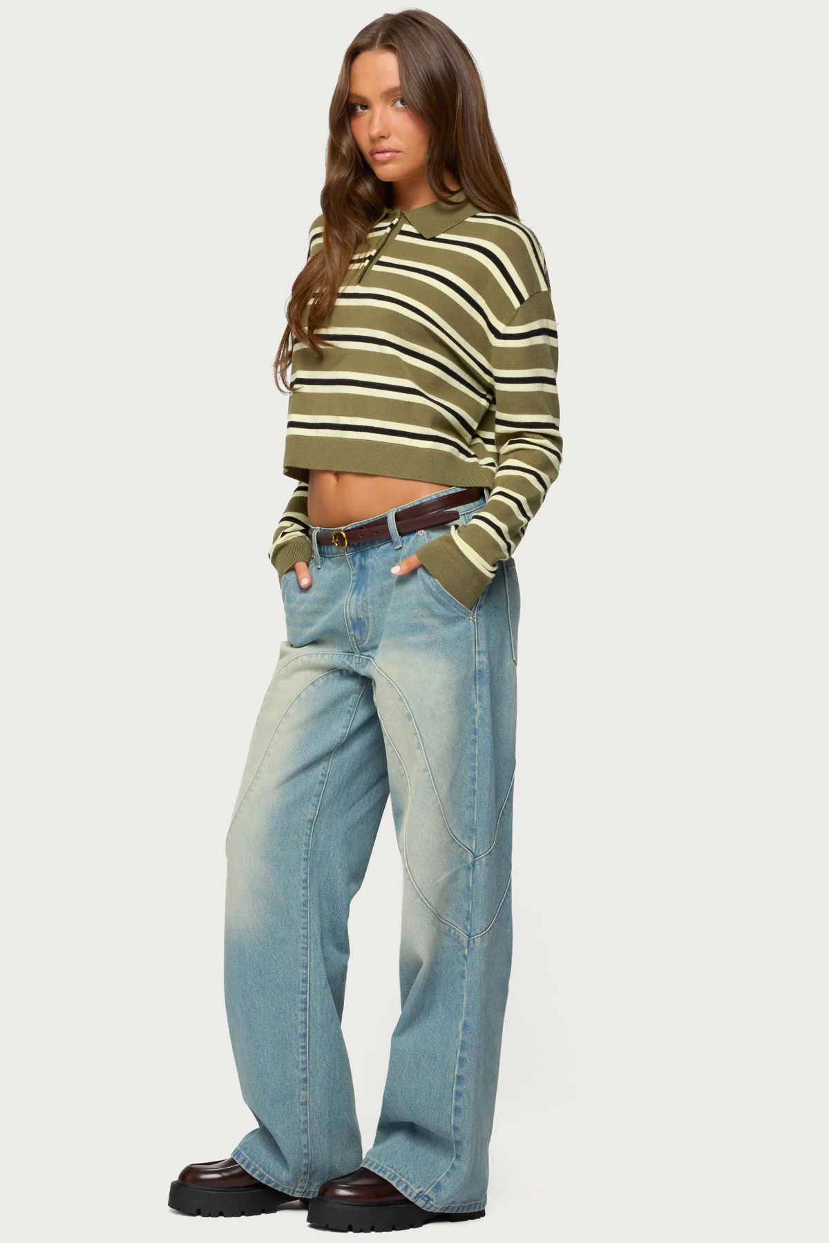Kiria Stitched Low Rise Baggy Jeans - Image 3