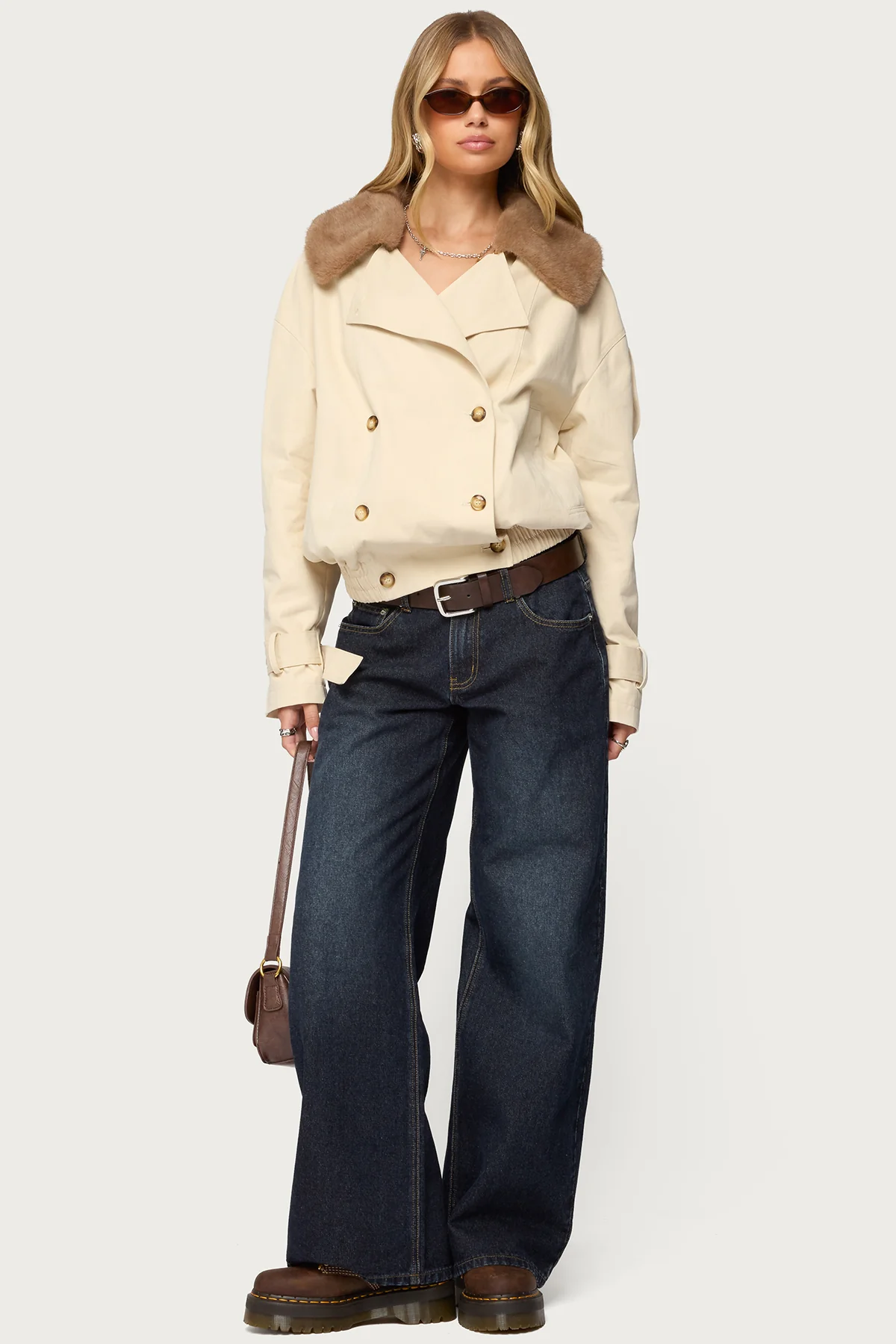 Detachable Faux Fur Trench Coat - Image 3