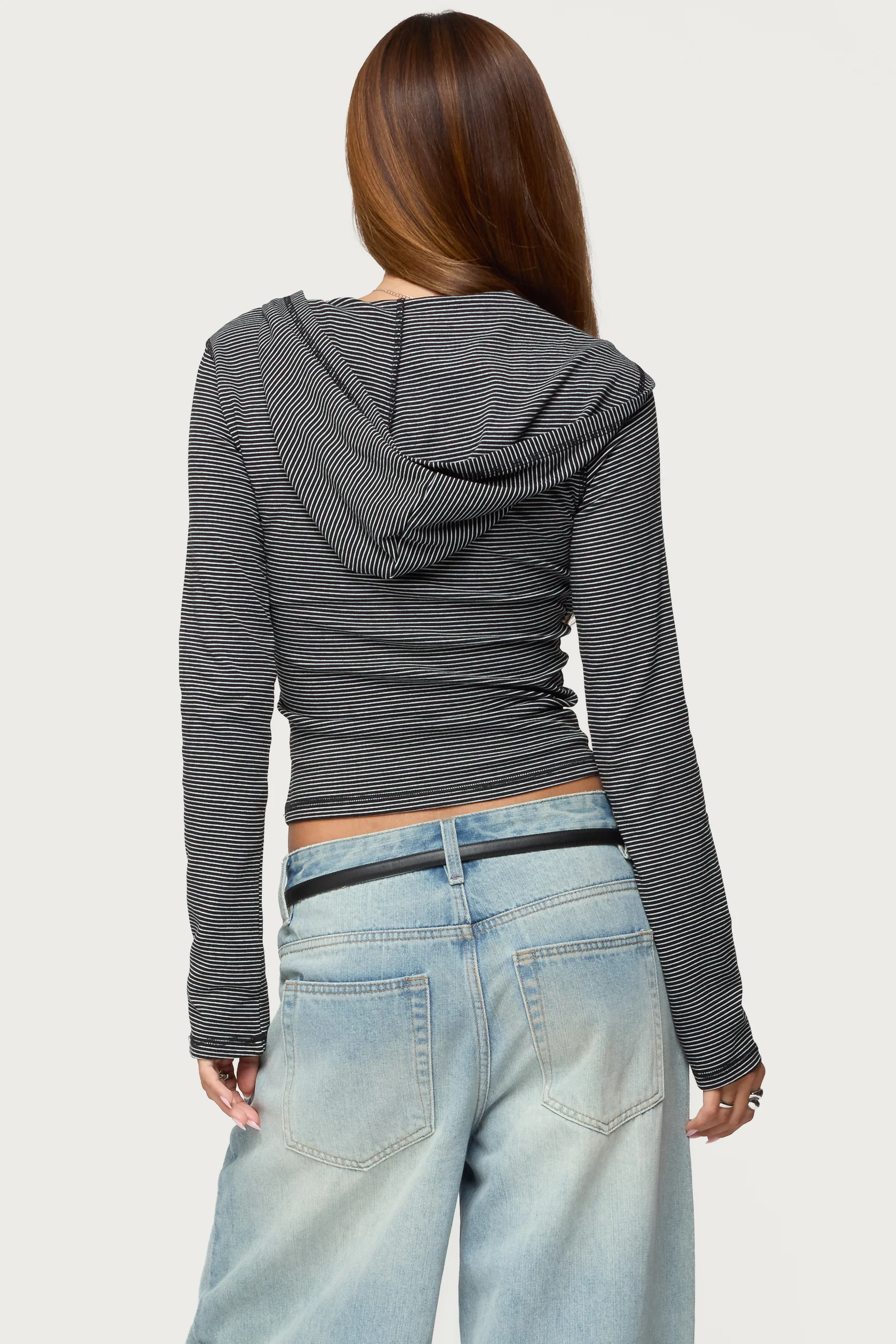 Damson Striped Hooded Henley Top - Image 5