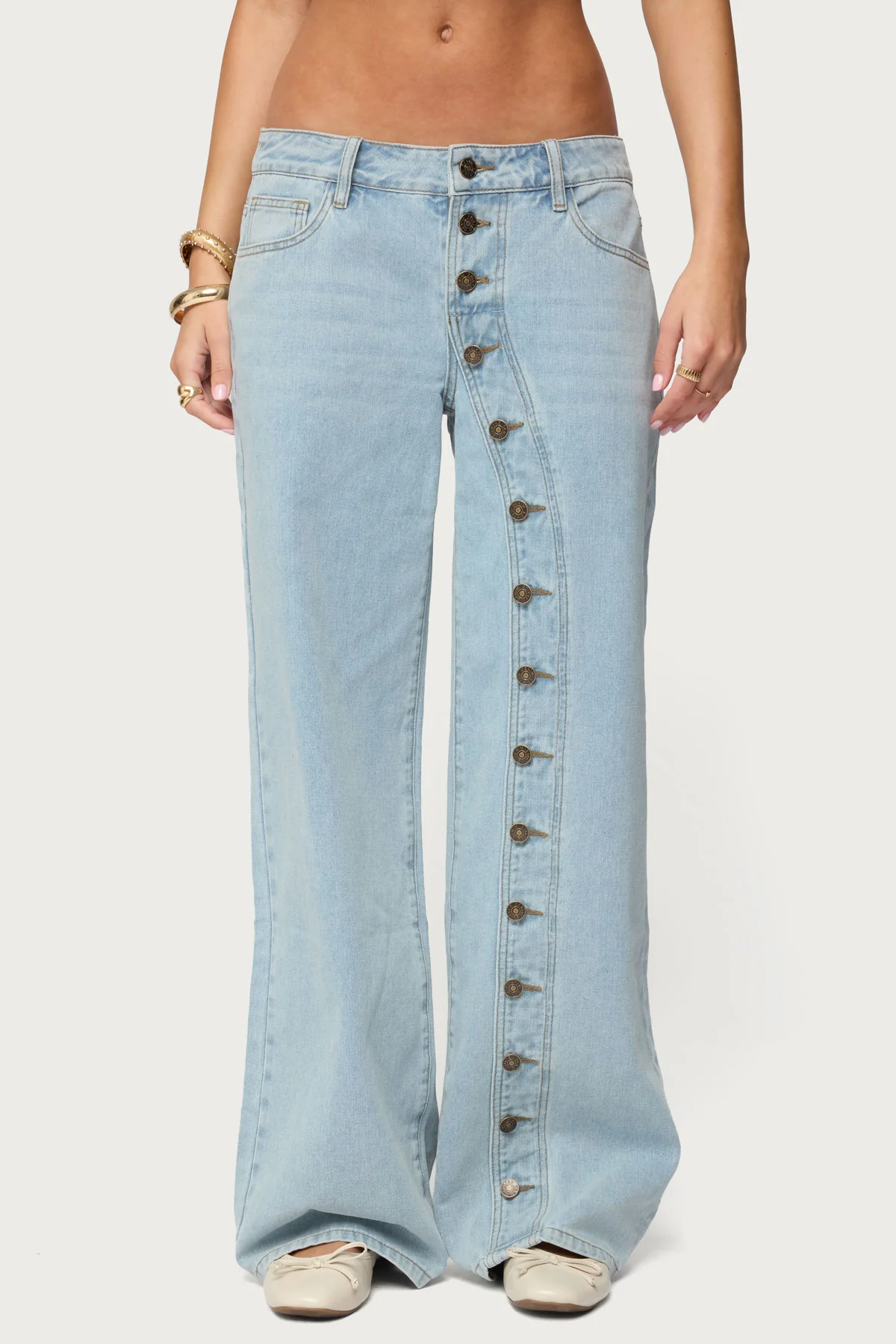 Adison Button Low Rise Baggy Jeans - Image 3