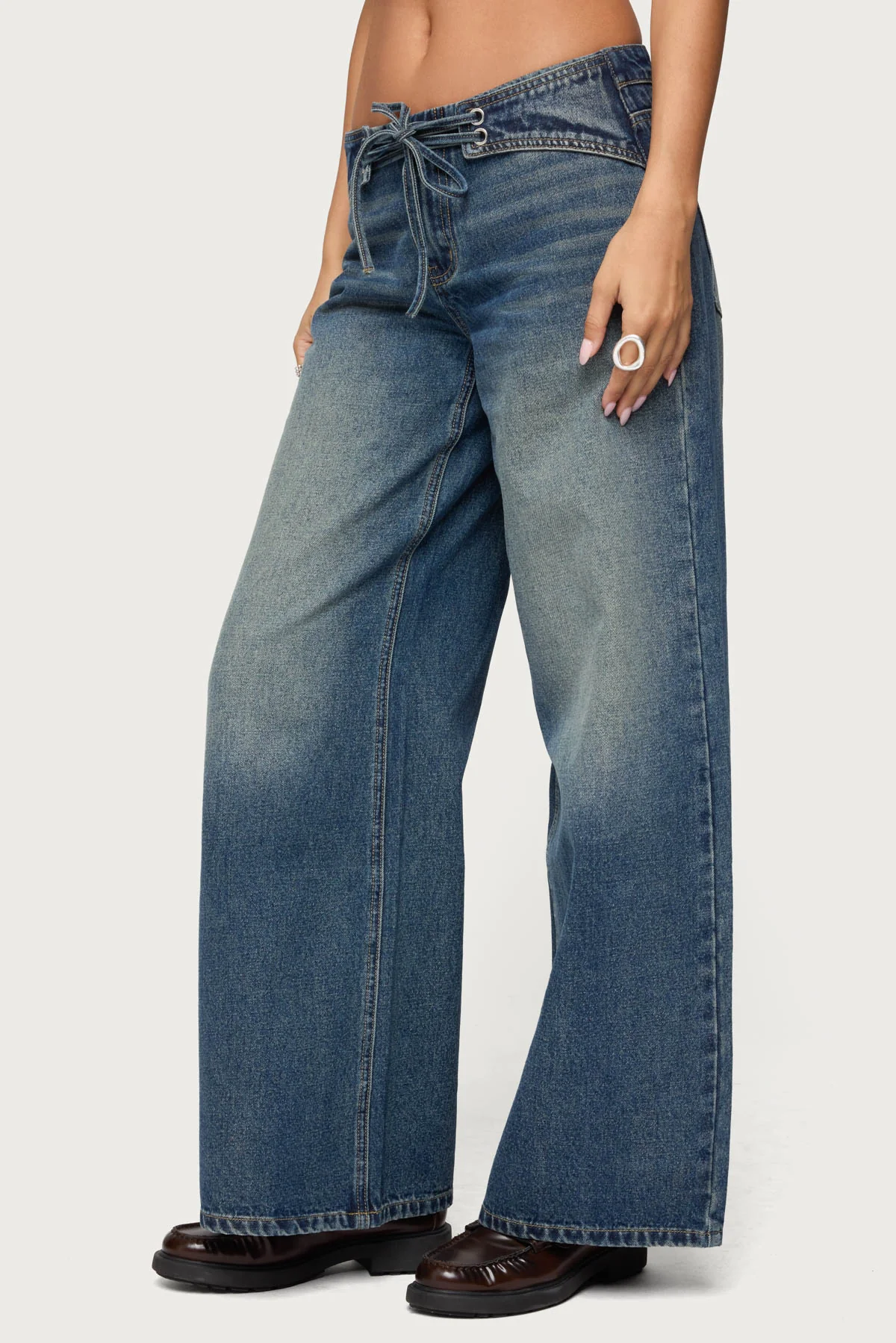 Niah Lace Up Low Rise Baggy Jeans - Image 3