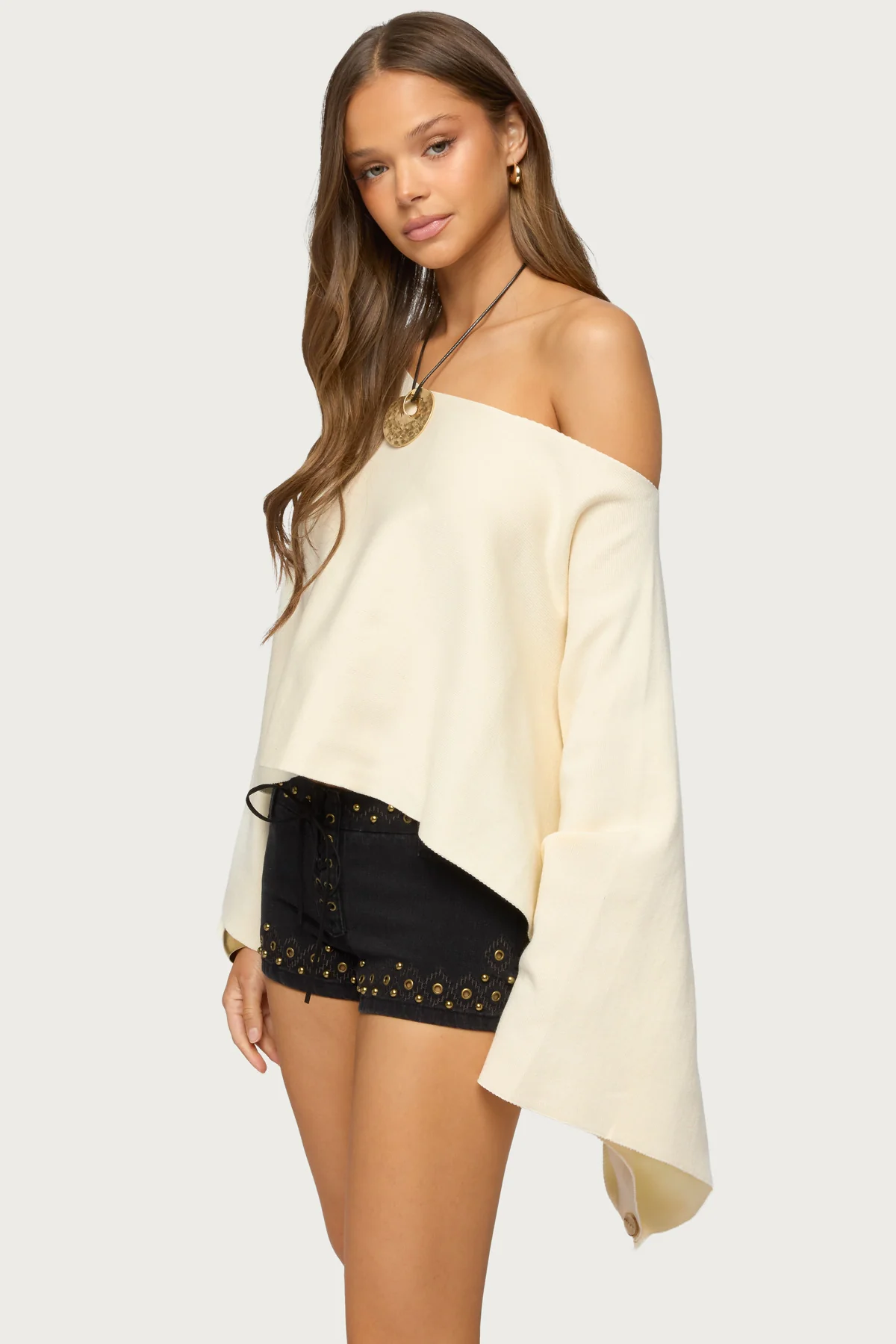 Sharla Off Shoulder Poncho Sweater - Image 4