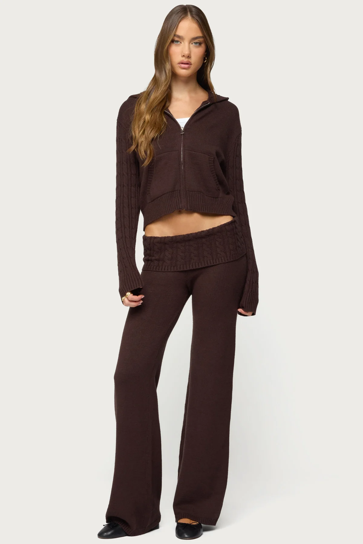 Lula Cable Knit Foldover Pants - Image 5