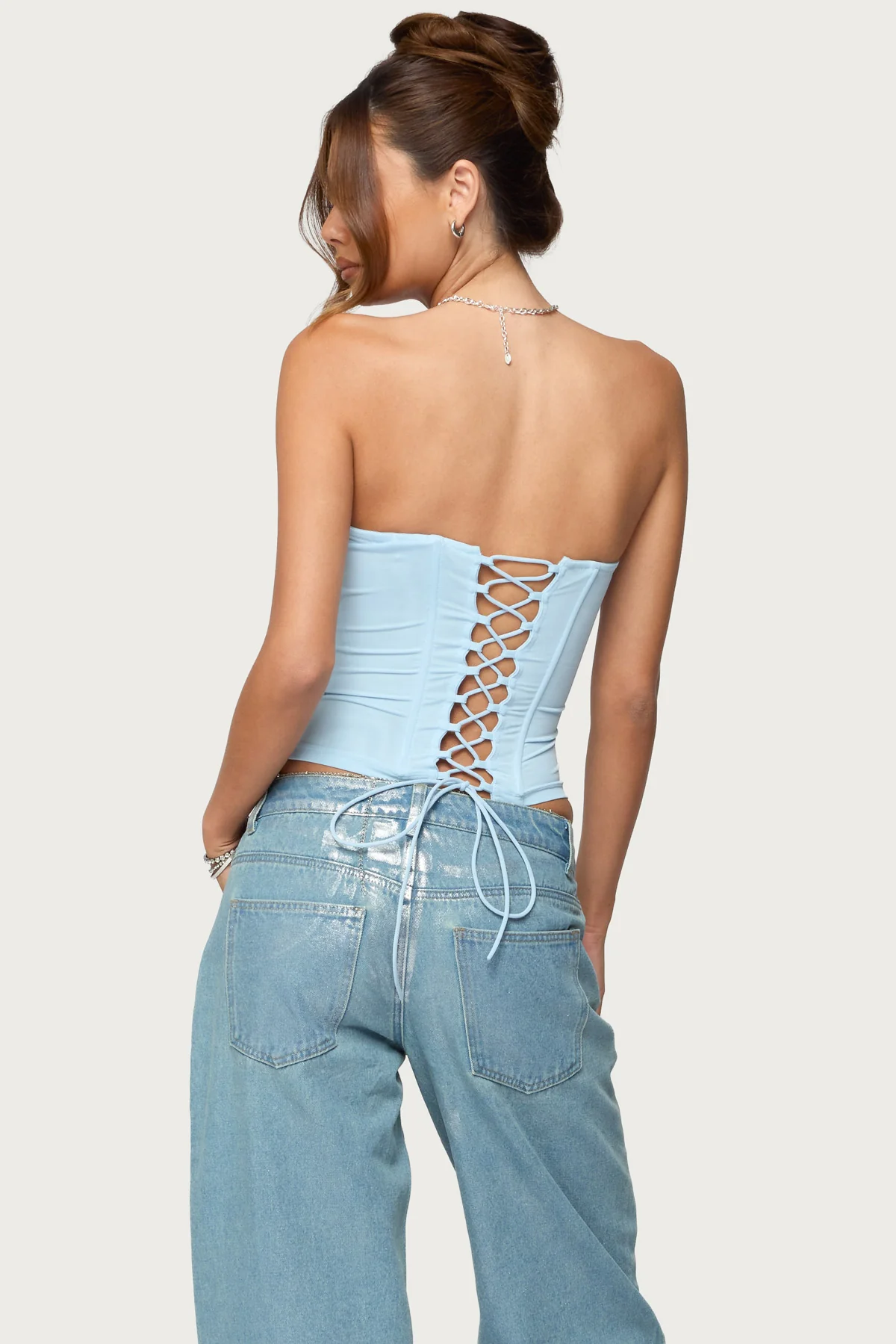 Lexah Faux Crystal Strapless Mesh Corset - Image 5