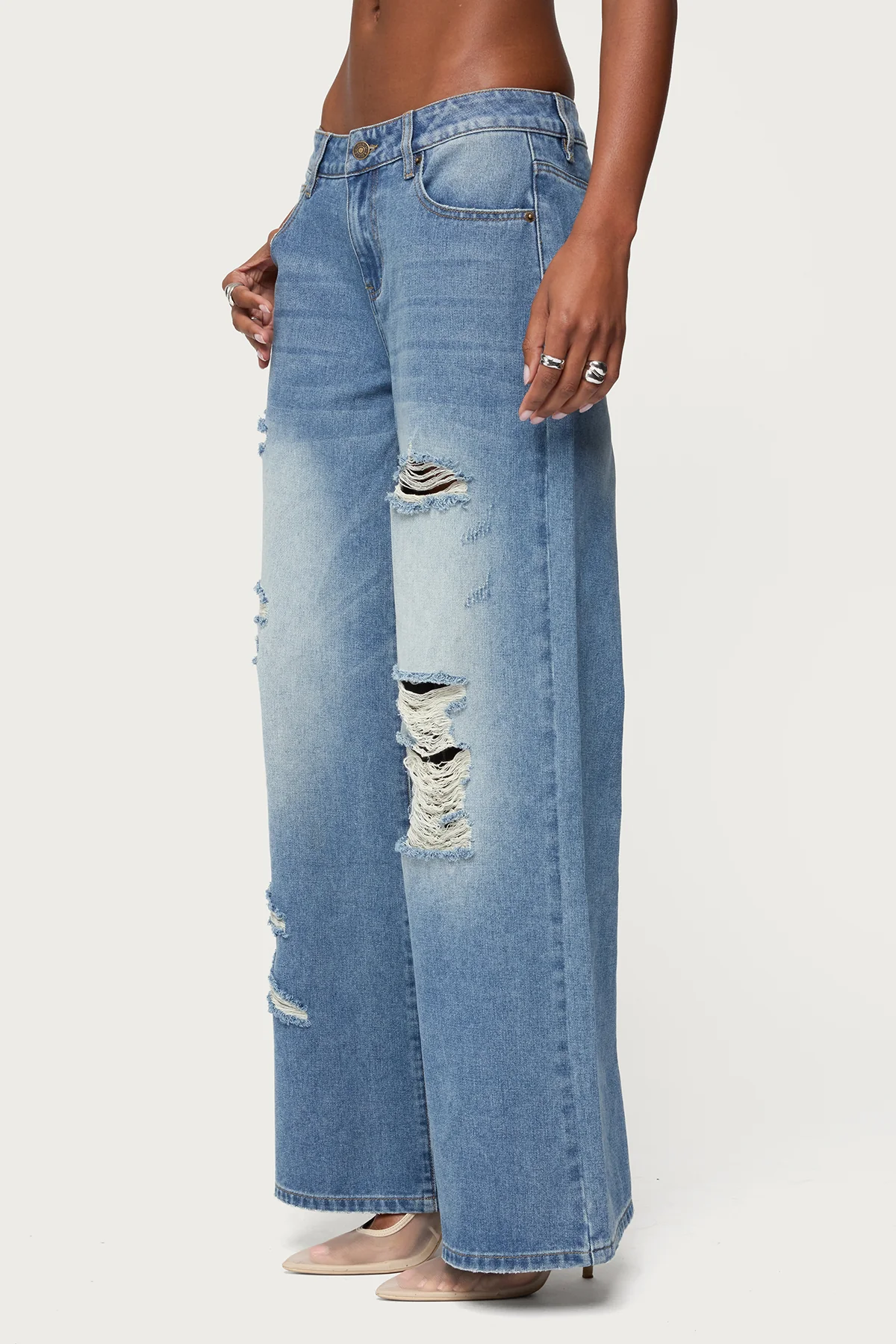 Frye Distressed Low Rise Baggy Jeans - Image 4