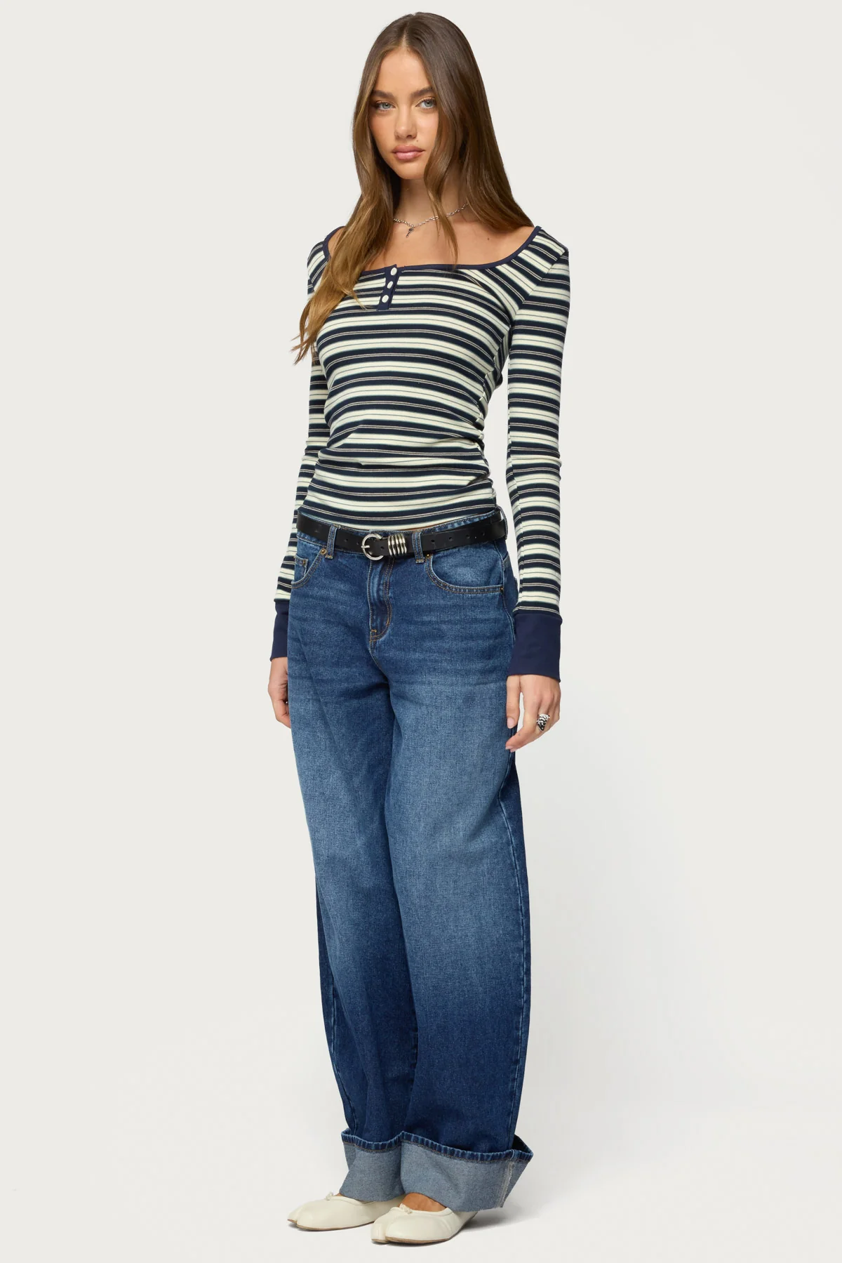 Jaida Striped Henley Top - Image 5