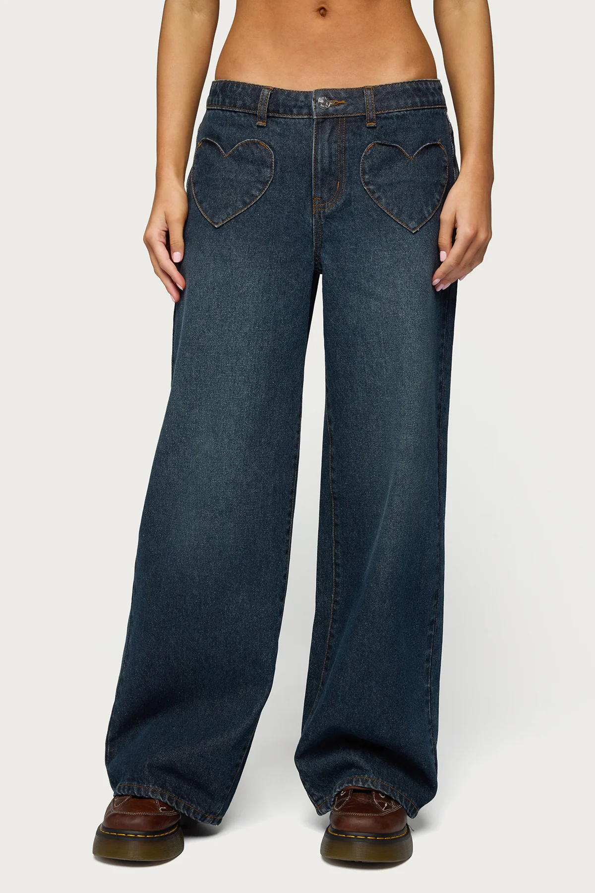 Heart Pockets Low Rise Baggy Jeans - Image 2