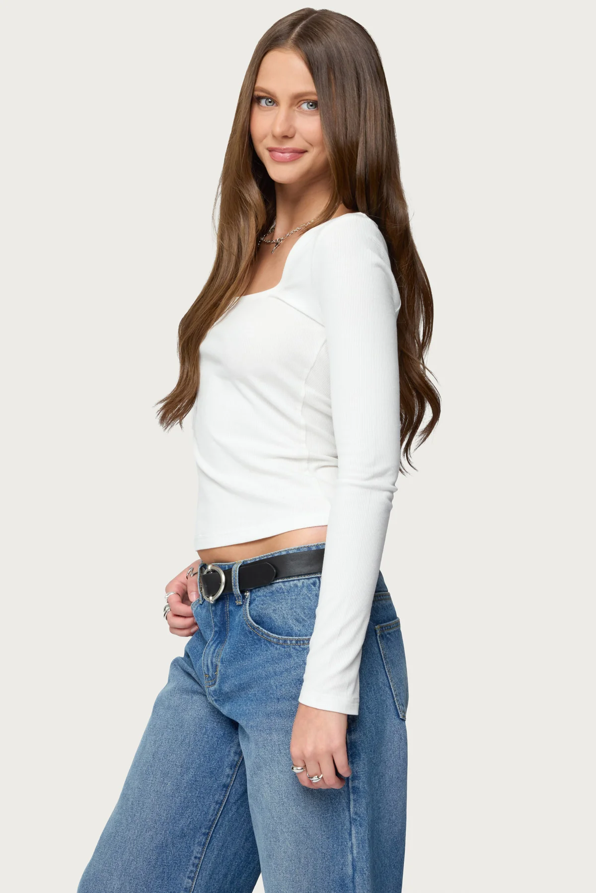 Zandra Square Neck Ribbed Top - Image 3
