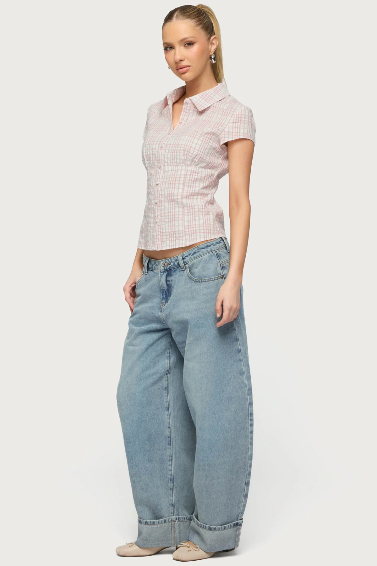 Naiah Plaid Tailored Button Up Shirt - Image 4
