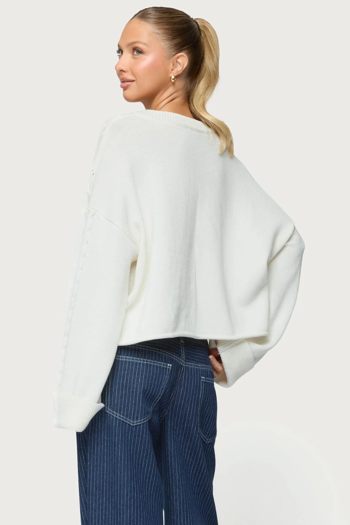 Marianna Button Cable Knit Sweater - Image 5