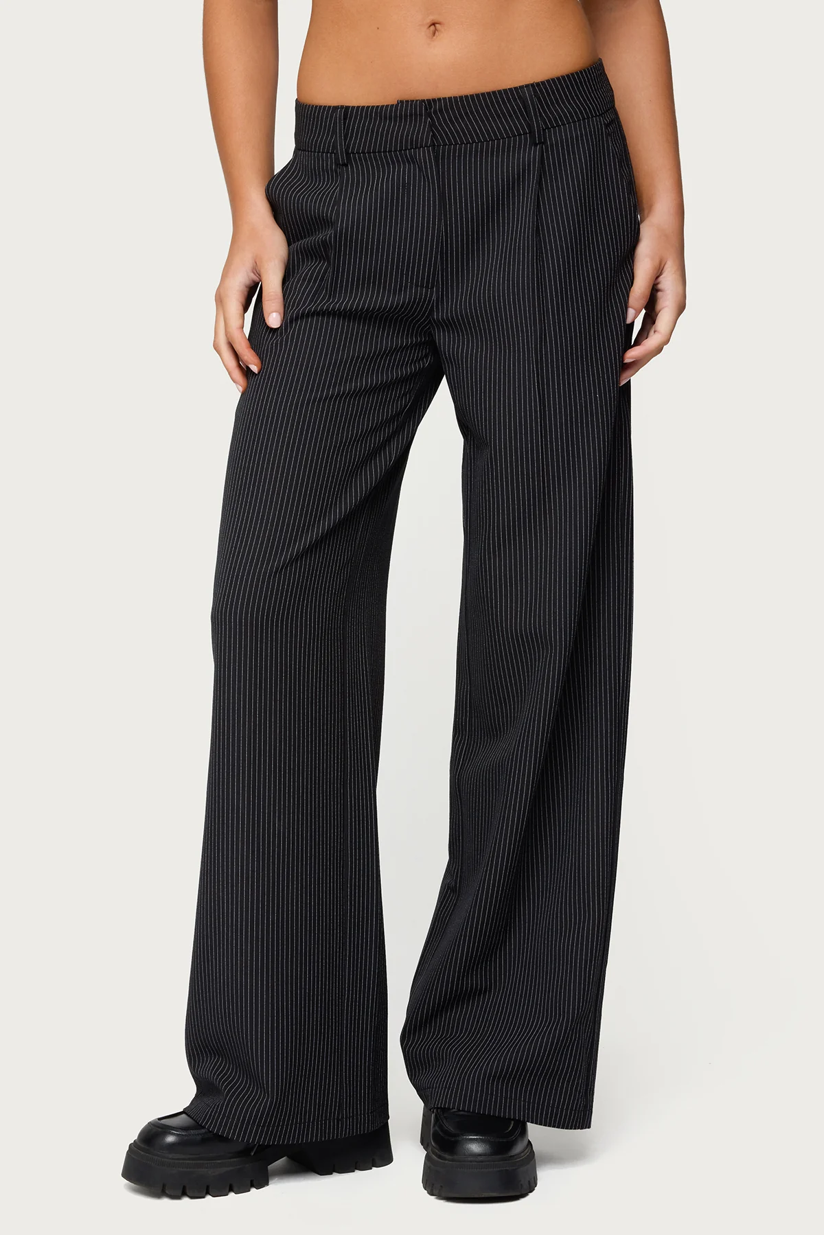 Pinstripe Tailored Straight Leg Pants - Image 2