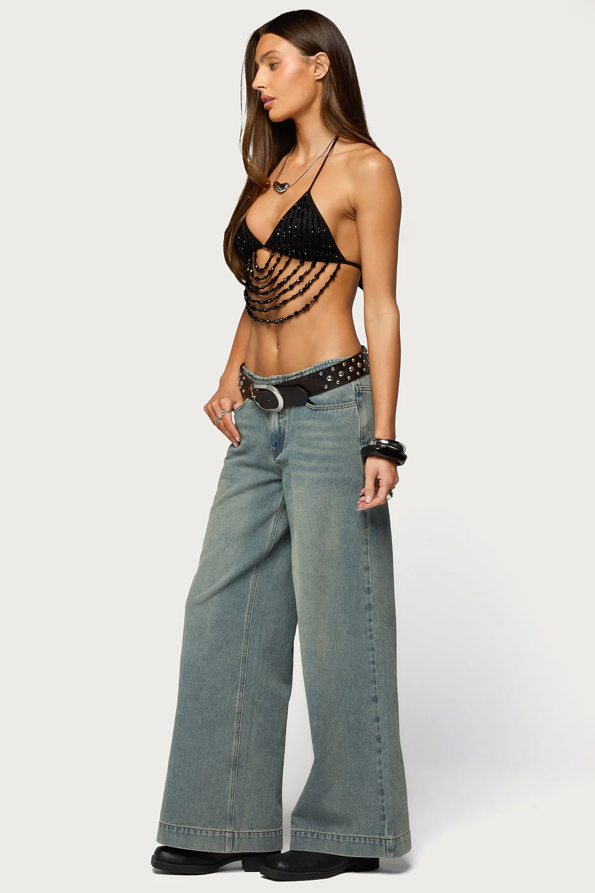 Beaded Cowl Neck Bra Top - Image 5