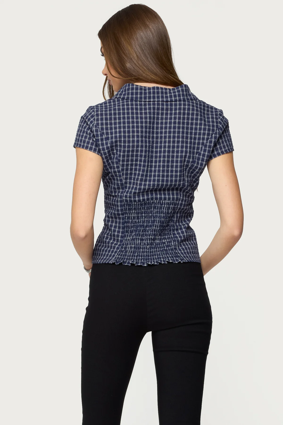 Oriya Gingham Tailored Button Up Shirt - Image 7