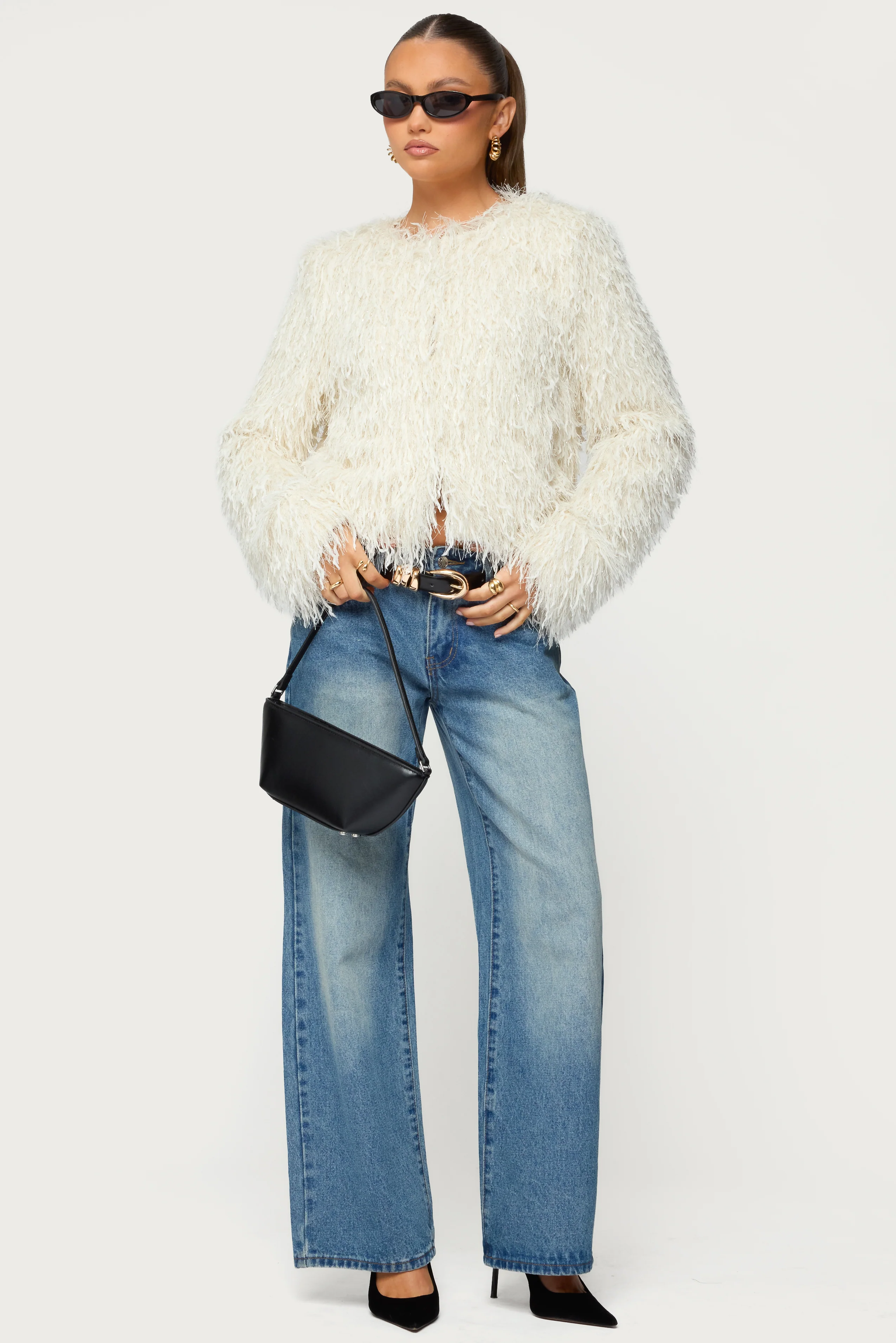 Aleandra Fringed Faux Feather Jacket - Image 2