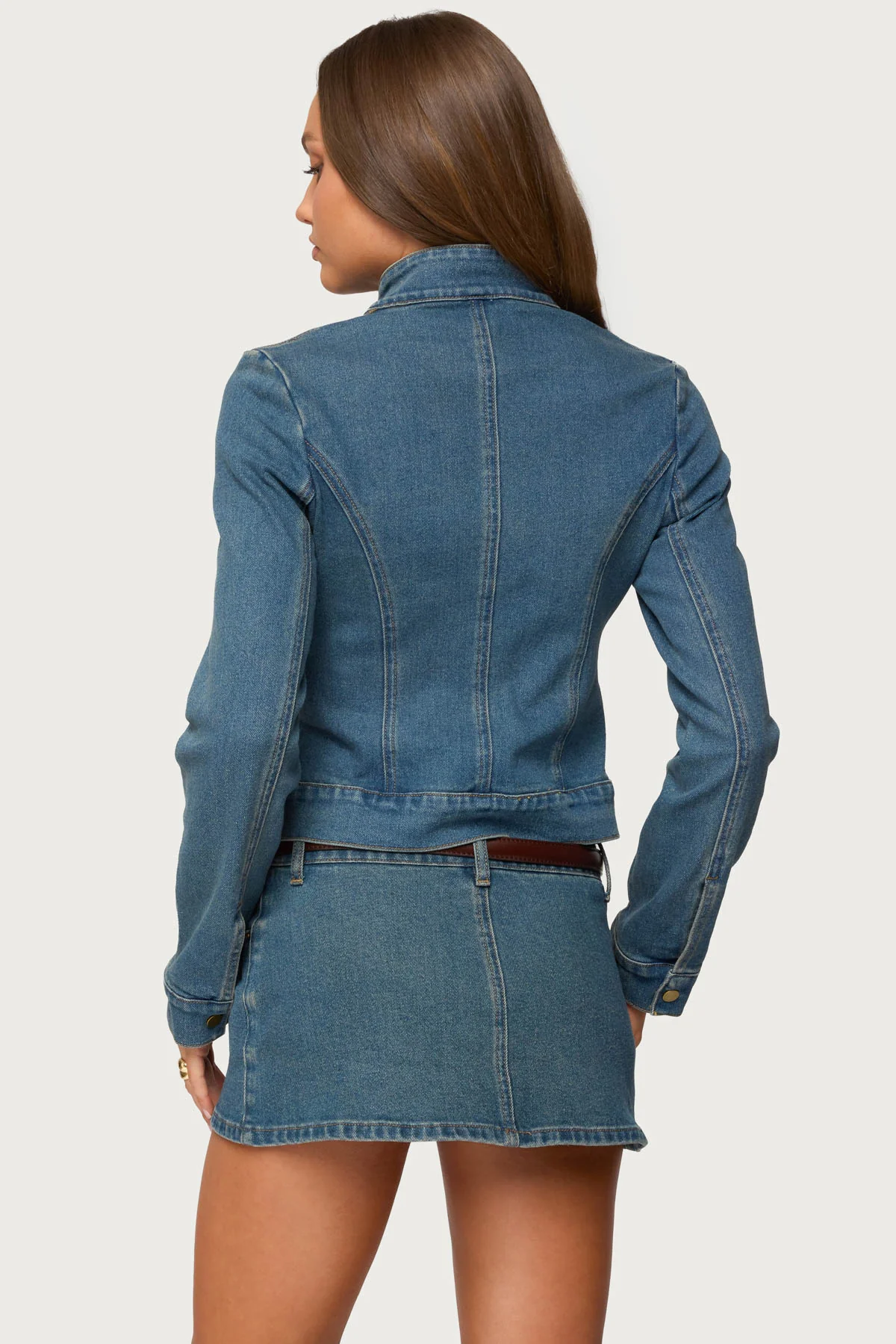 Josiee Stretchy Denim Moto Jacket - Image 5