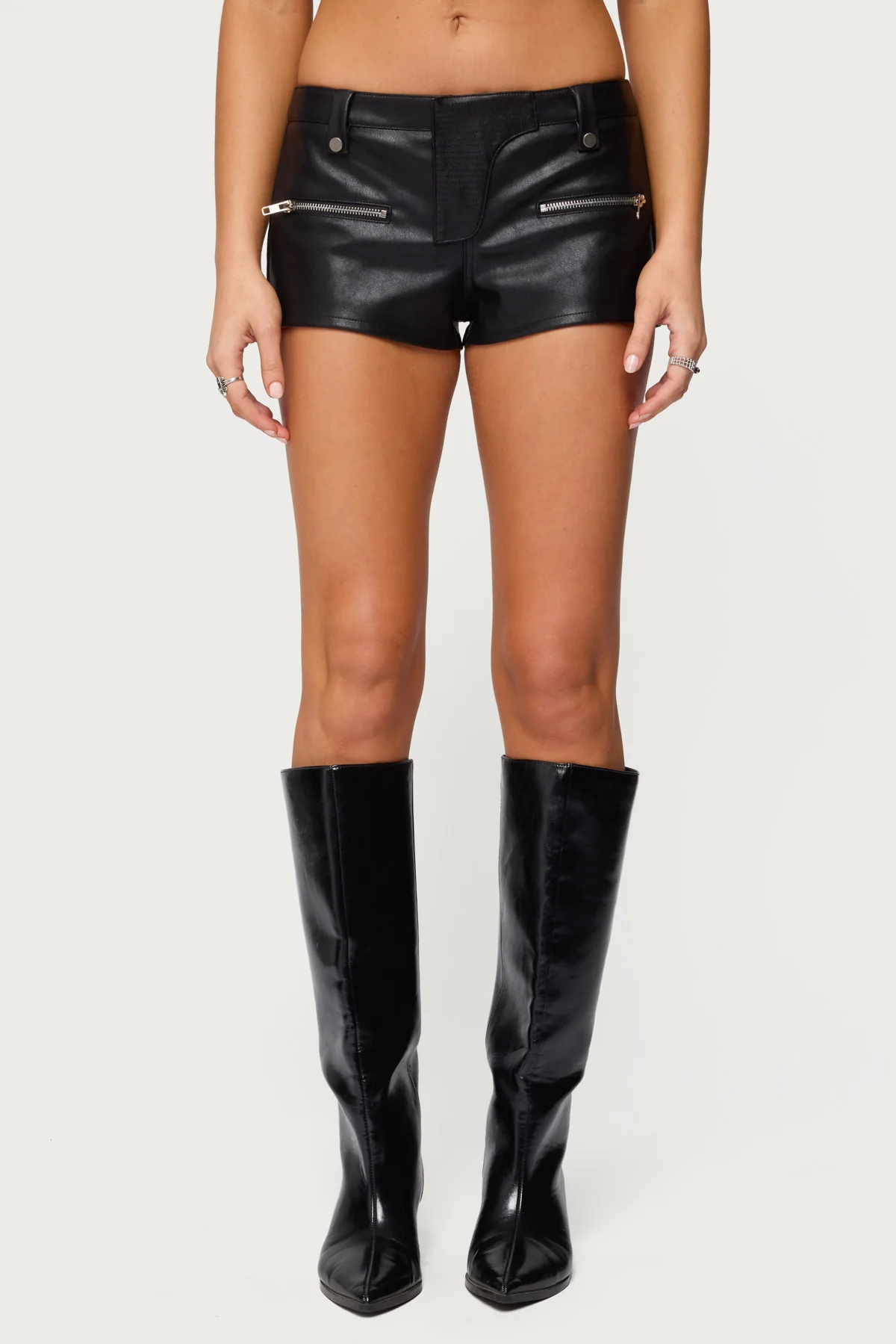 Labella Faux Leather Micro Shorts - Image 2