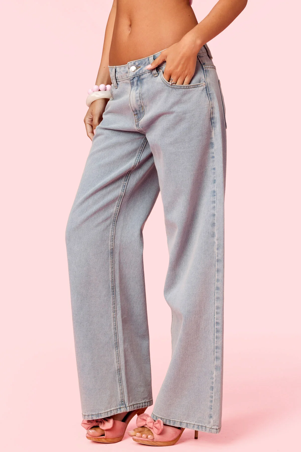 Embroidered Barbie™ Low Rise Baggy Jeans - Image 4