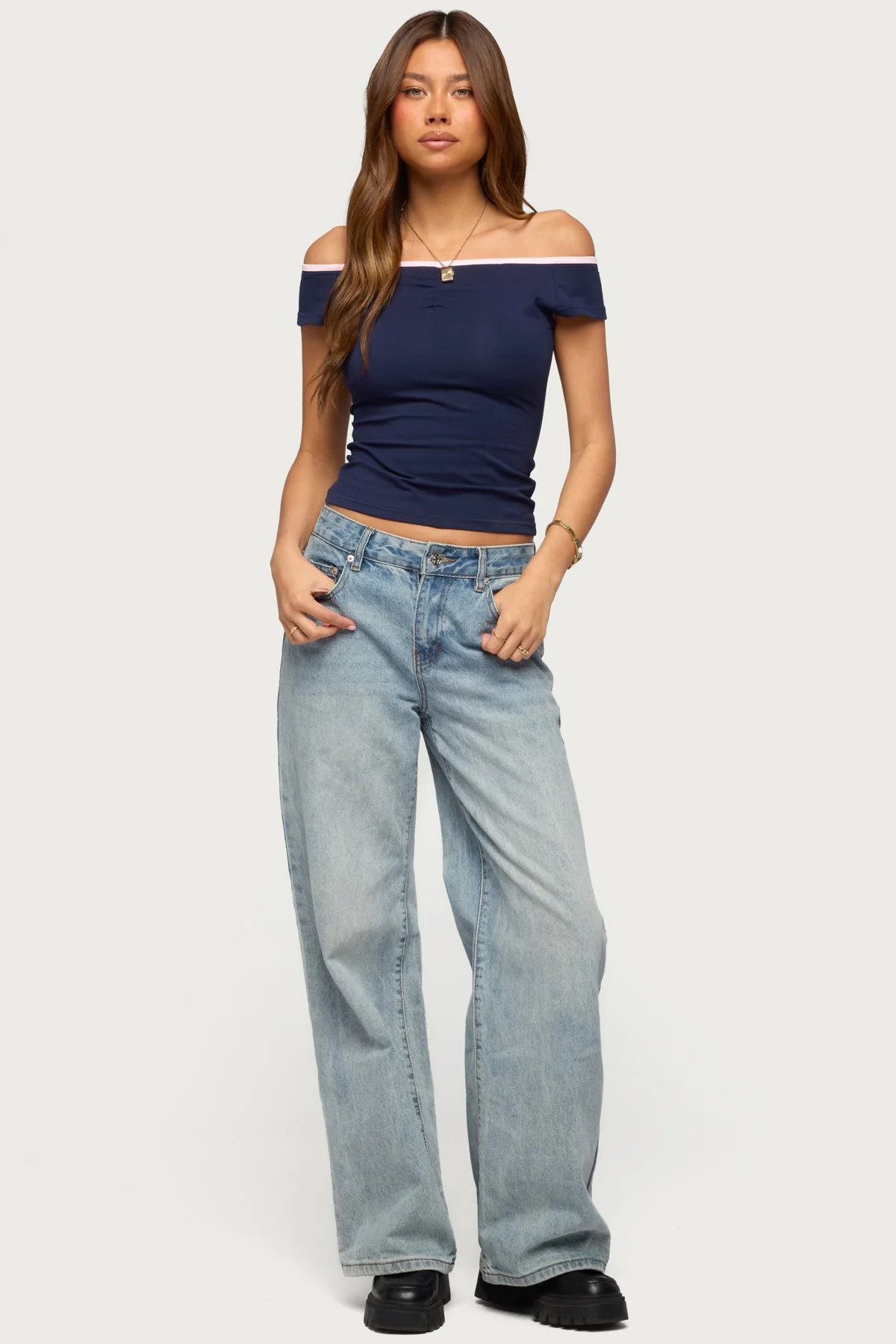 Dellah Contrast Off Shoulder Top - Image 5