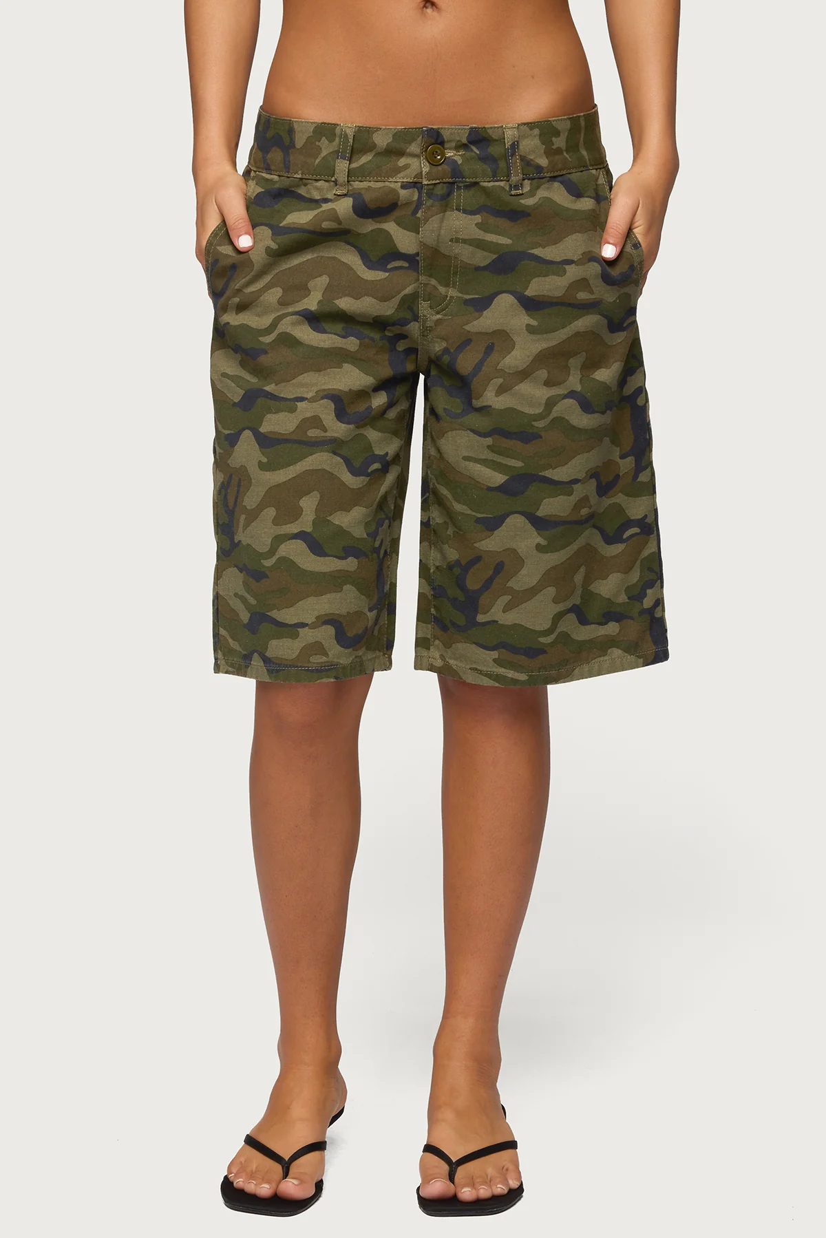 Camo Denim Low Rise Bermuda Shorts - Image 2