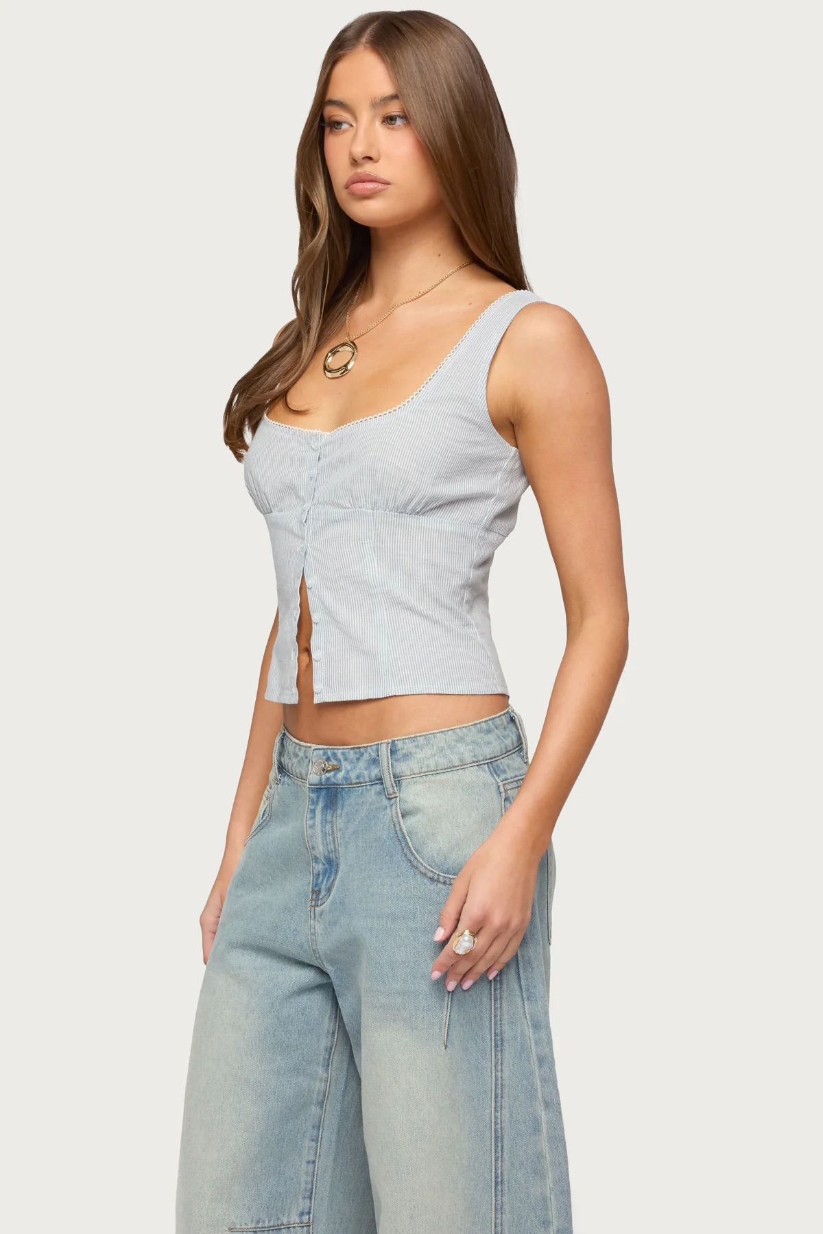 Katiya Pinstripe Button Up Top - Image 4
