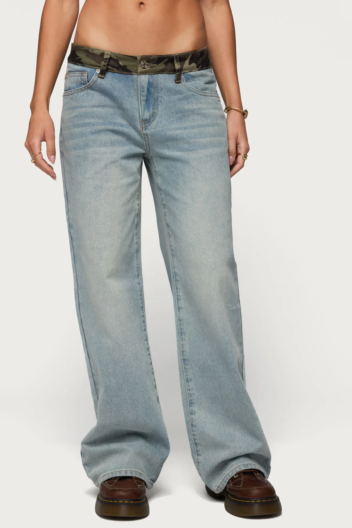 Camo Waist Low Rise Baggy Jeans - Image 2