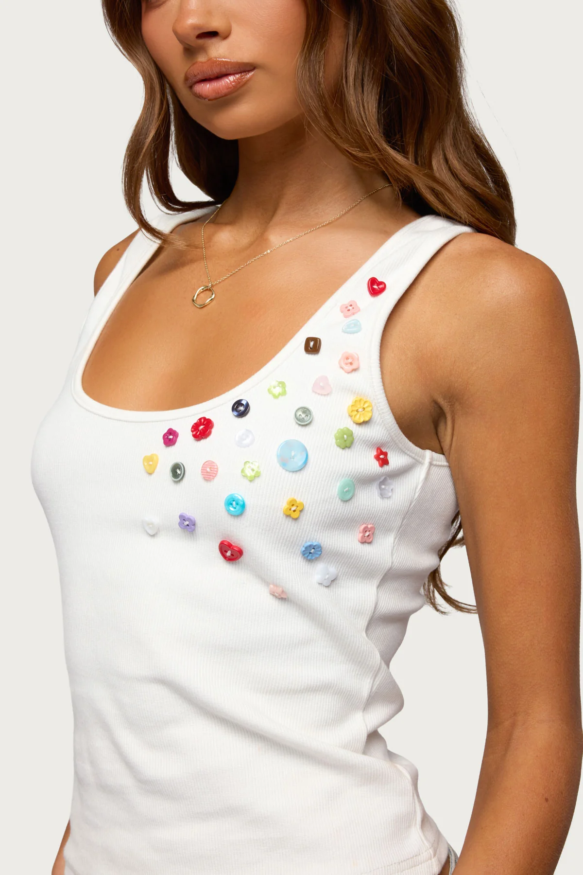 Natash Mixed Button Tank Top - Image 2