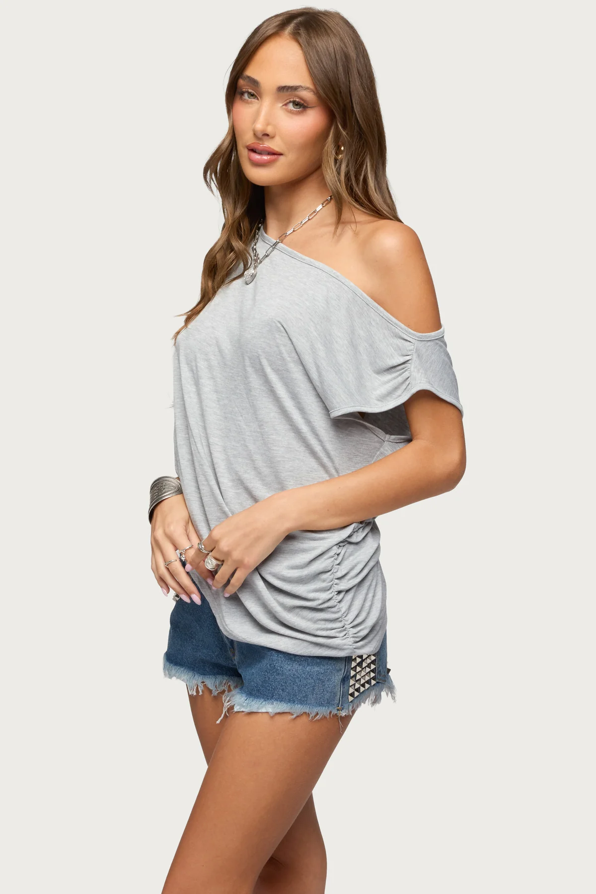 Ofelia Asymmetric Off Shoulder Ruched Top - Image 3