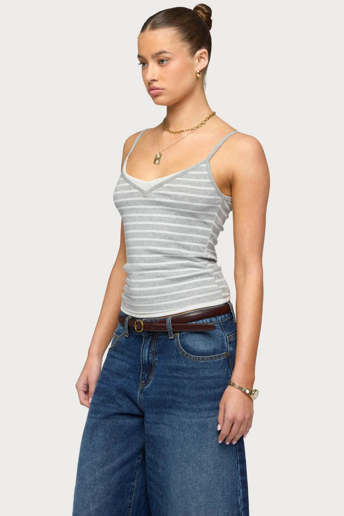 Layered Contrast Striped Tank Top - Image 3