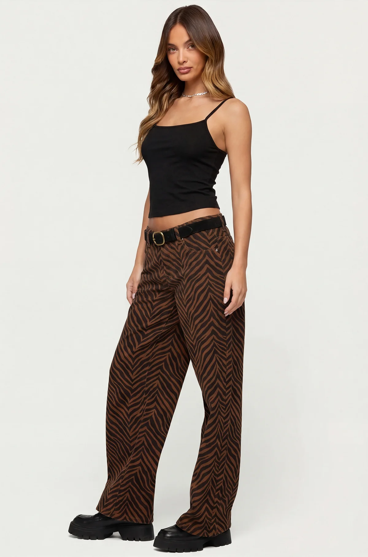 Zebra Print Low Rise Baggy Jeans - Image 3