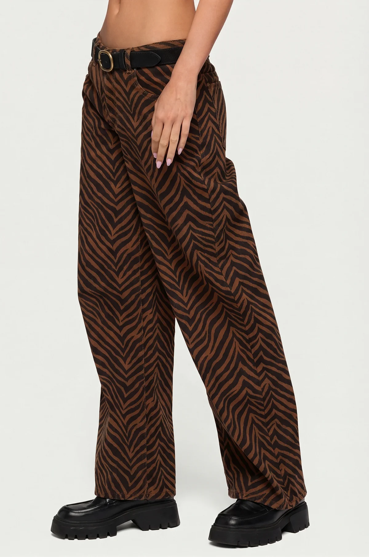 Zebra Print Low Rise Baggy Jeans - Image 4