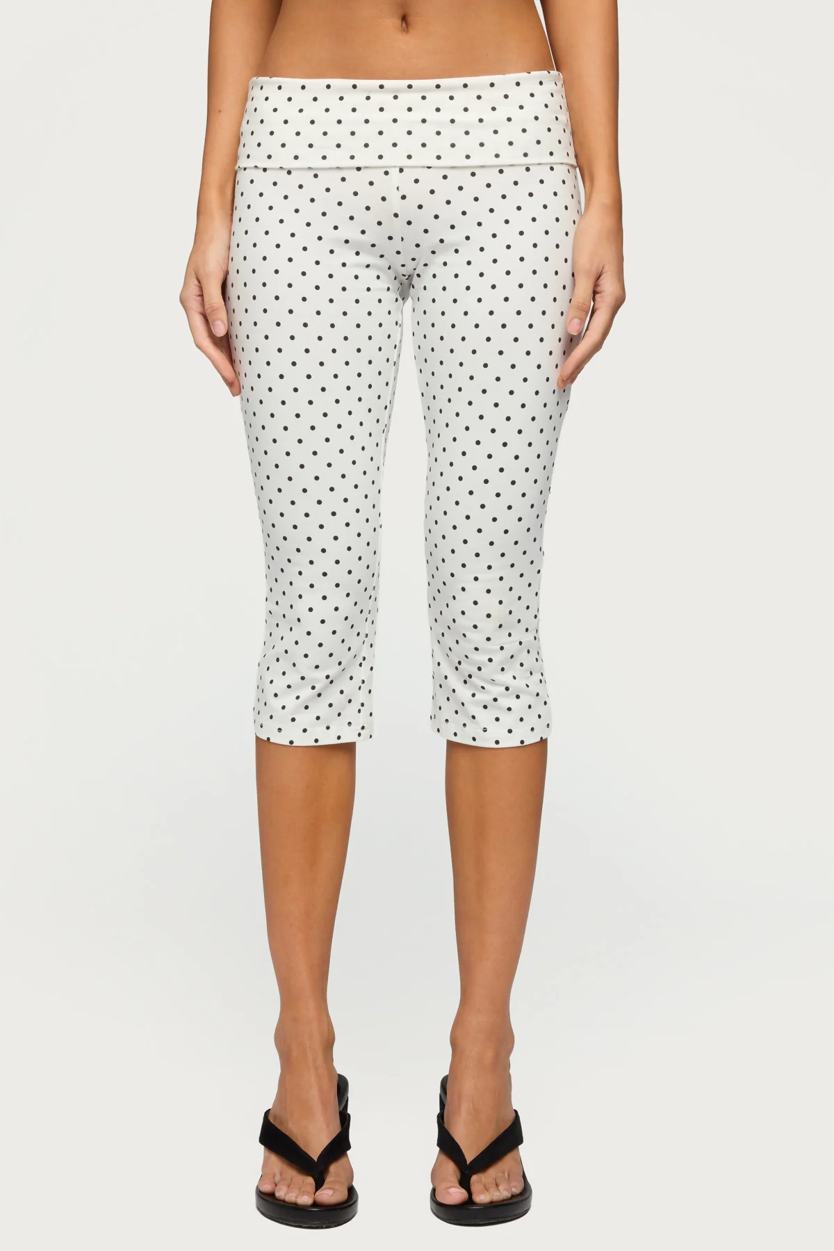 Eloisa Polka Dot Foldover Capri Pants - Image 2