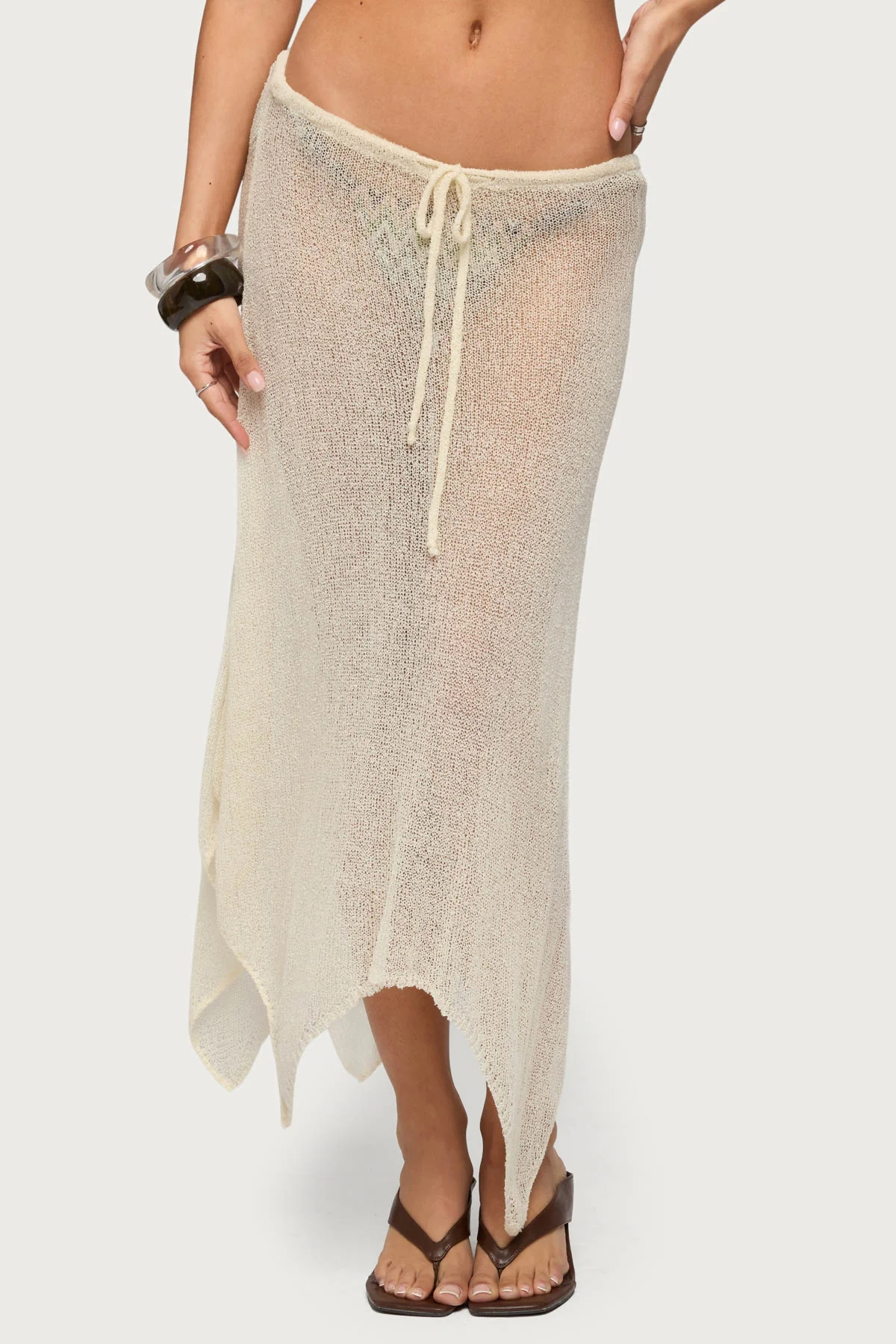 Isla Handkerchief Sheer Knit Midi Skirt - Image 2