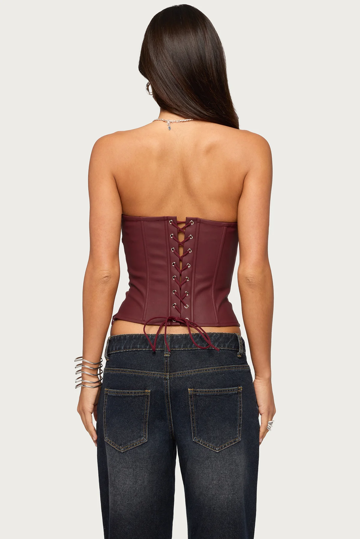 Izara Studded Faux Leather Corset - Image 5