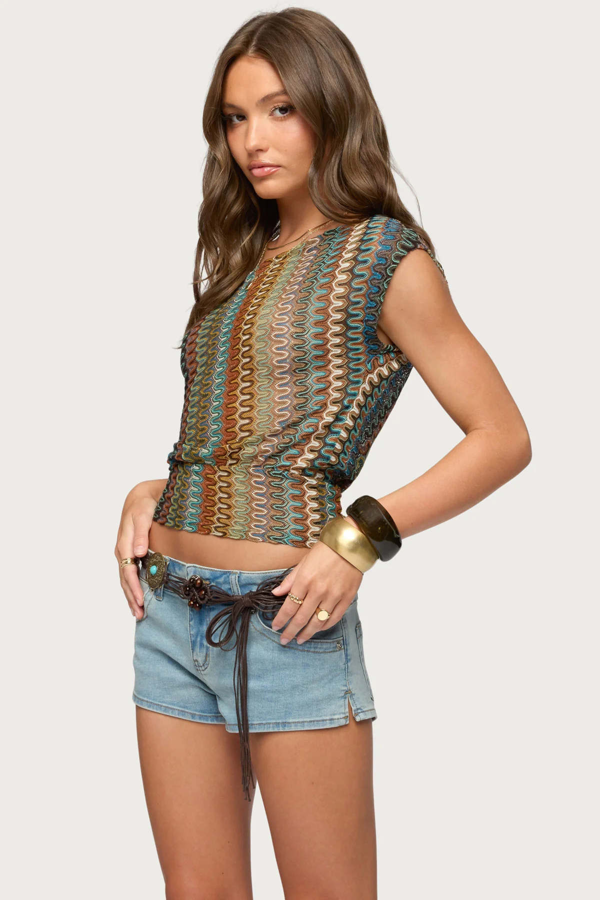 Taniya Off Shoulder Zigzag Knit Top - Image 3