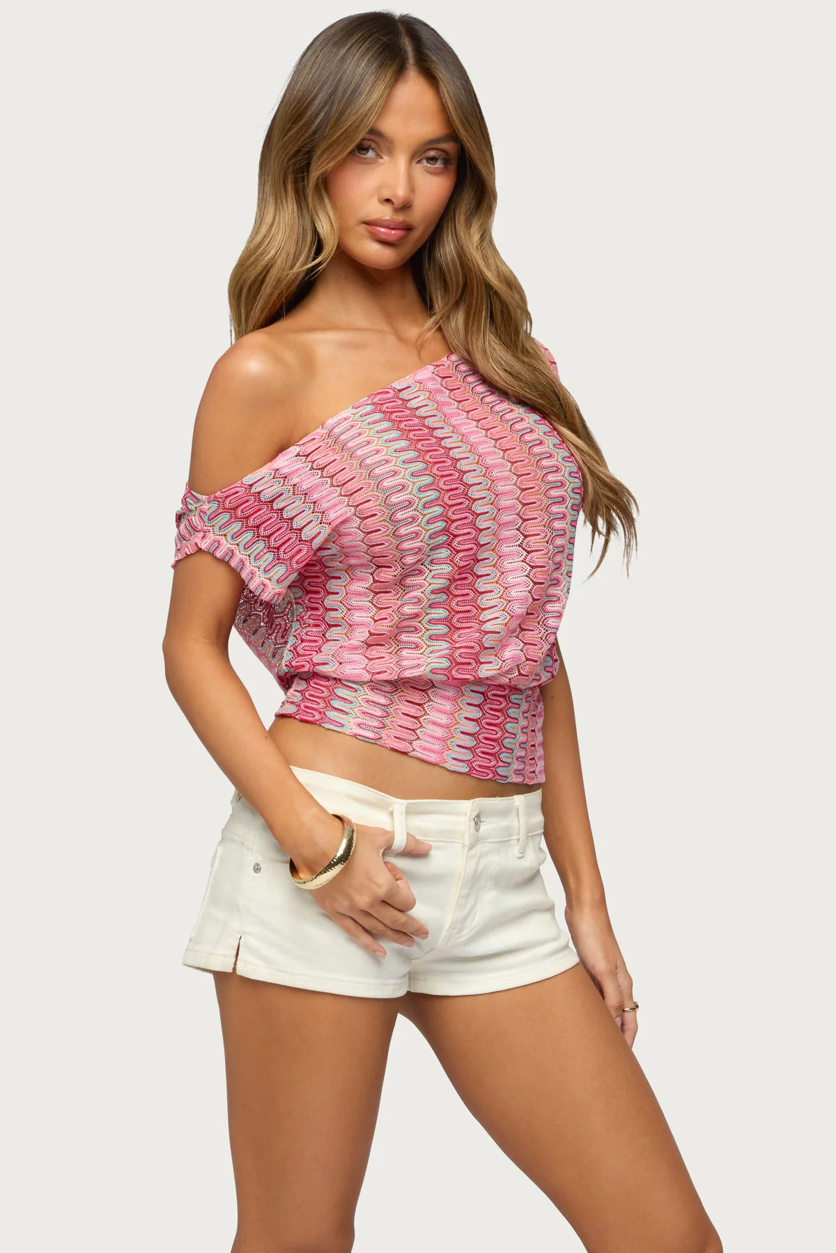 Taniya Off Shoulder Zigzag Knit Top - Image 3