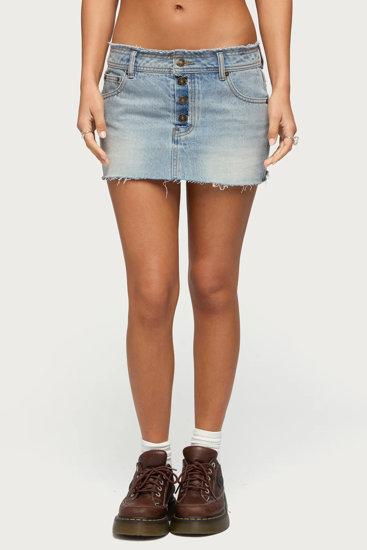 Emree Distressed Denim Mini Skirt - Image 2