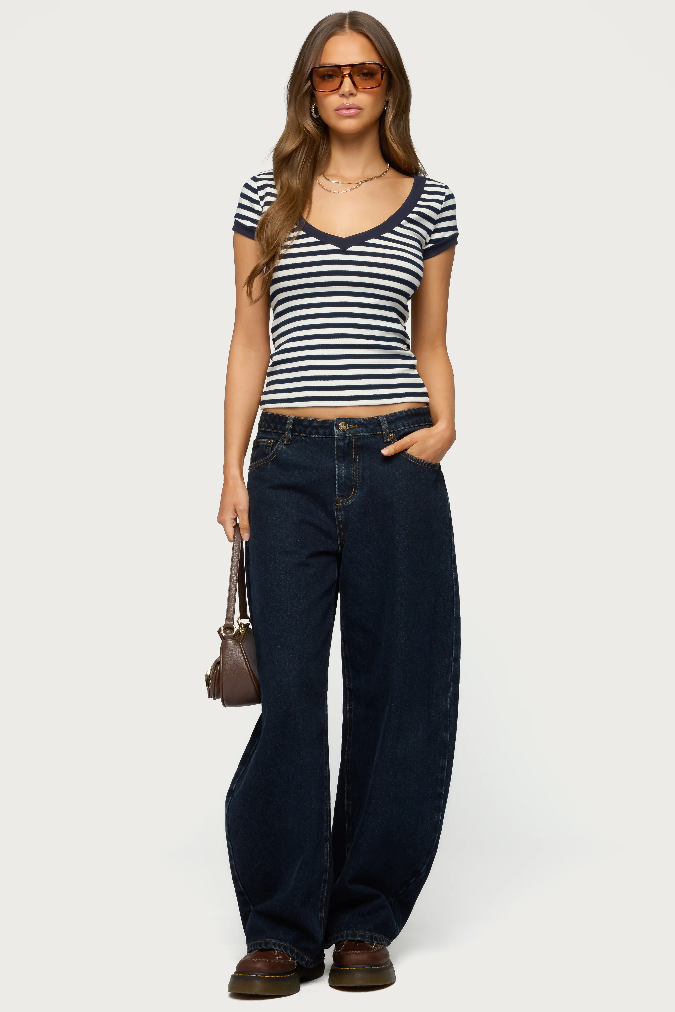 Antonela Striped V Neck T Shirt - Image 2
