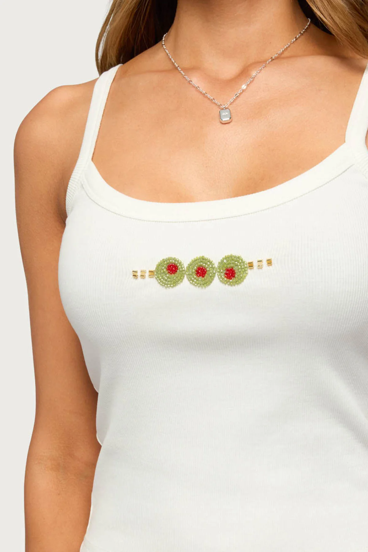 Martini Girl Bead Ribbed Tank Top - Image 3
