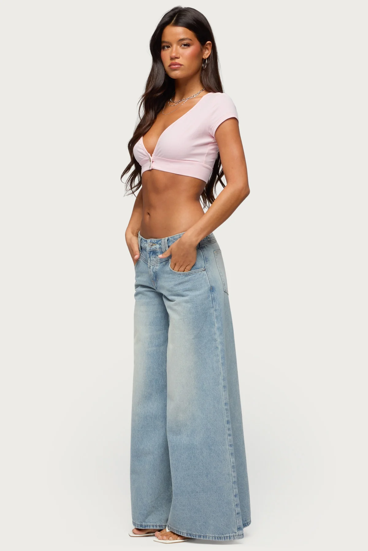 Cecey Button Up Crop Top - Image 4