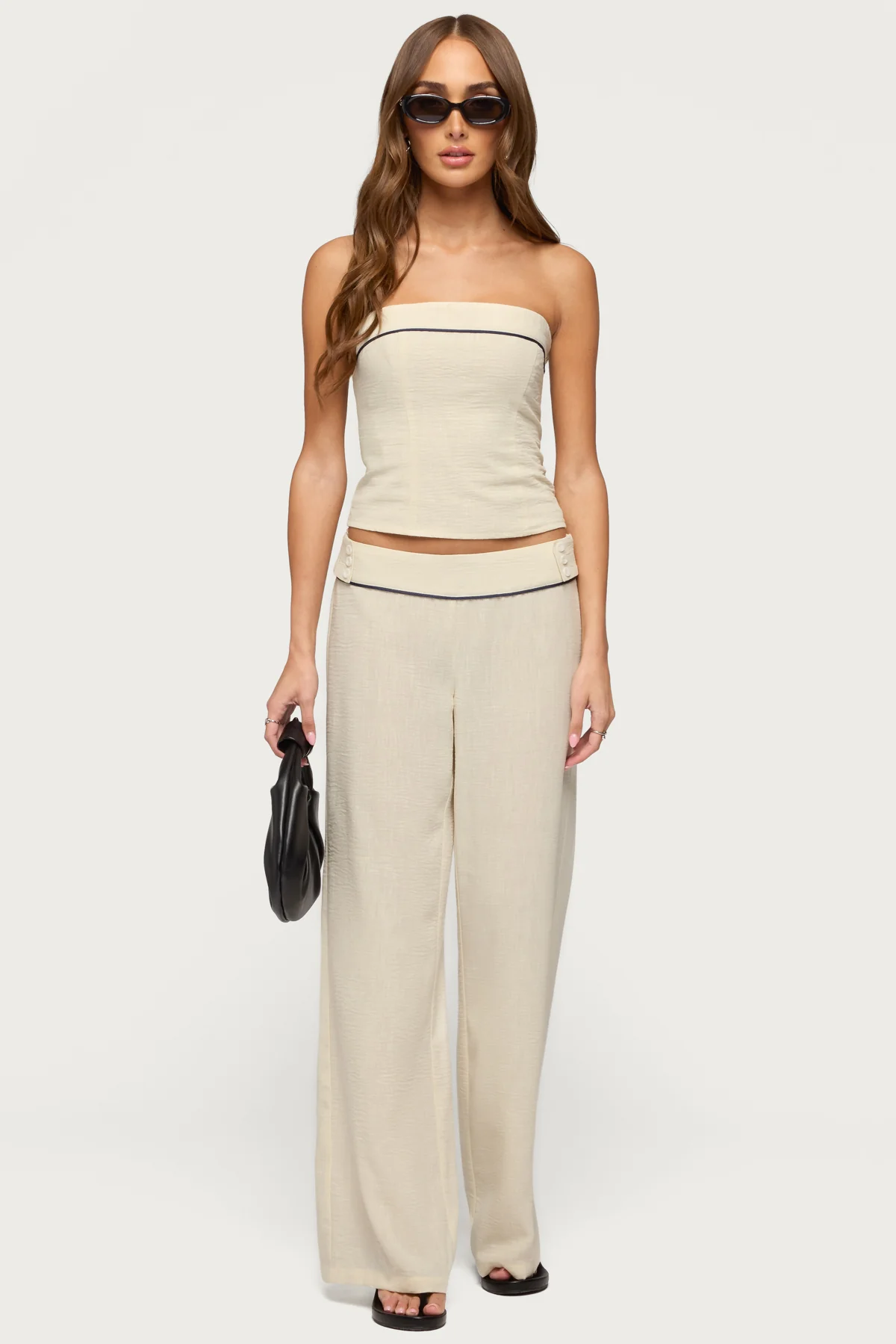 Dorine Contrast Woven Strapless Top - Image 2