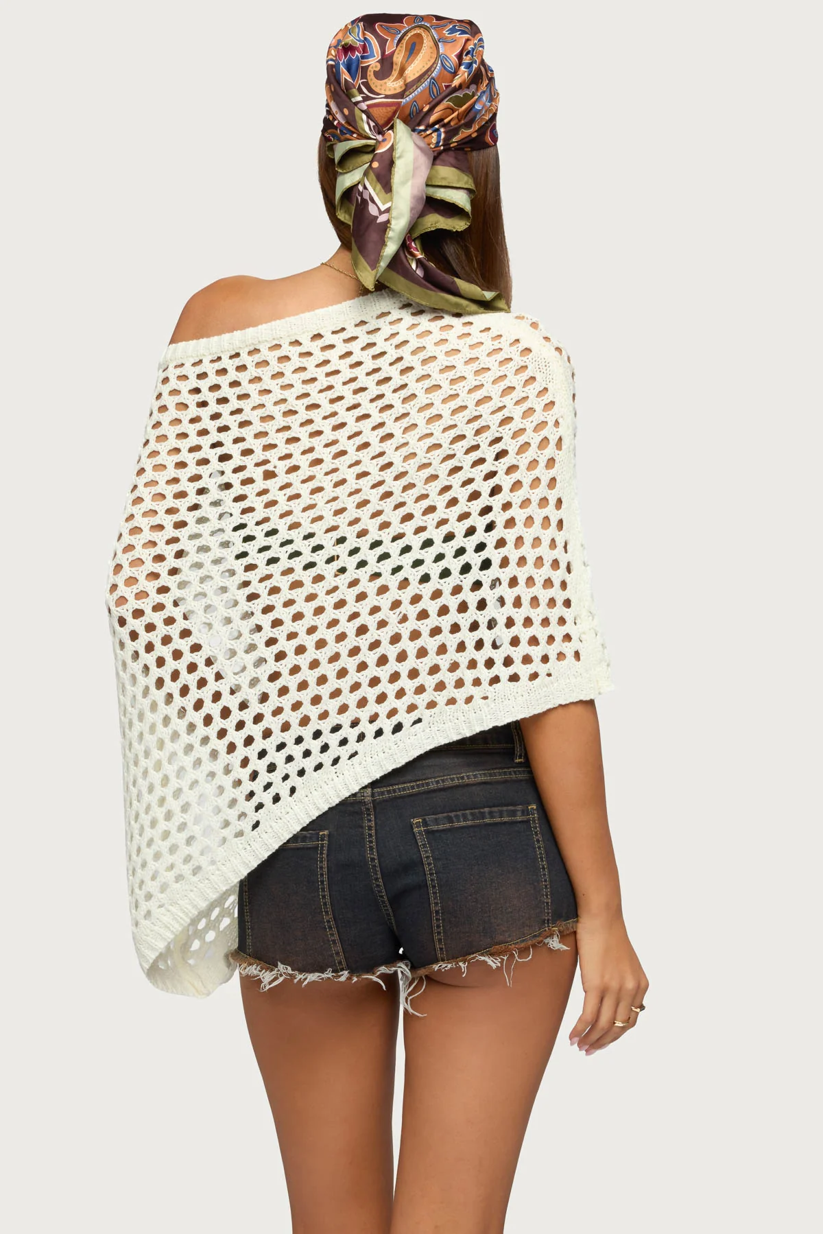 Cloe Off Shoulder Crochet Poncho - Image 6