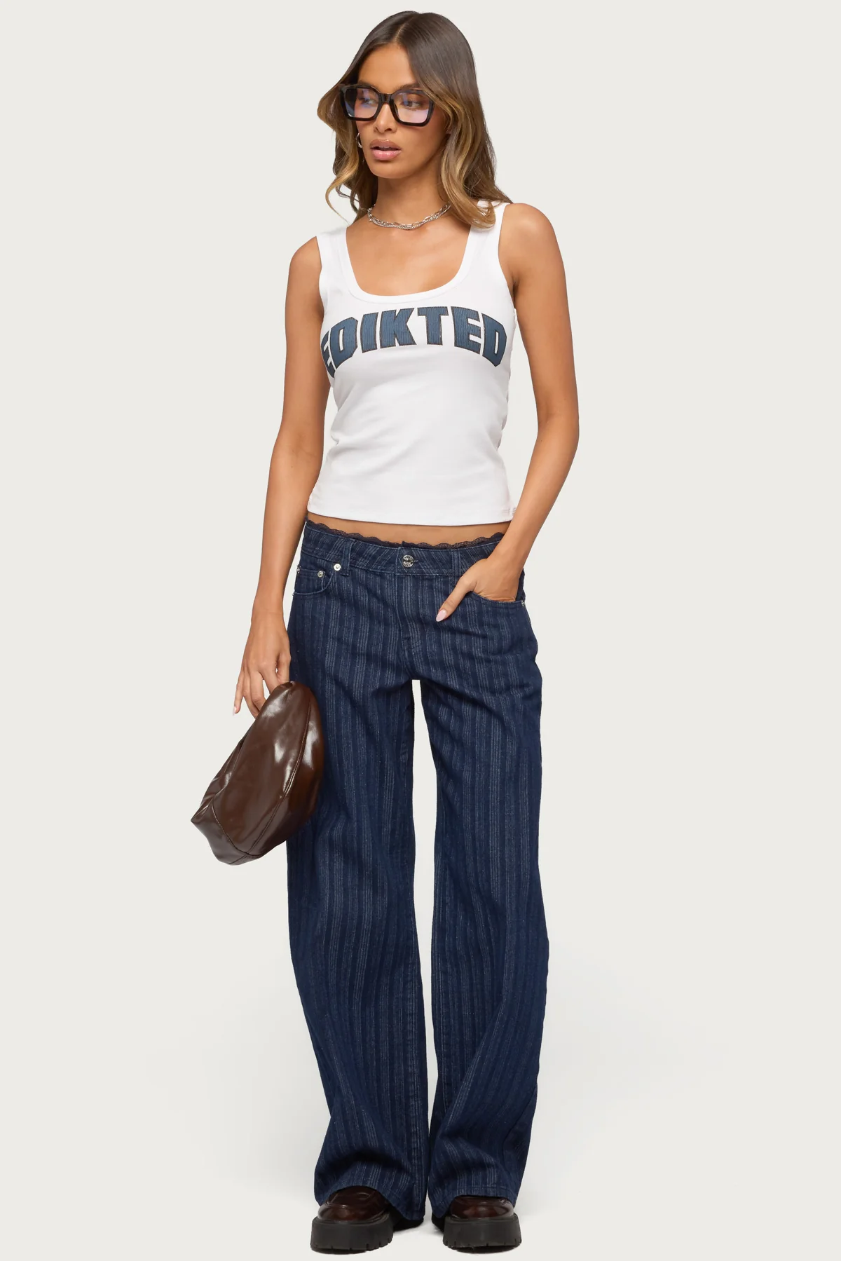Edikted Girly Ribbed Tank Top - Image 2