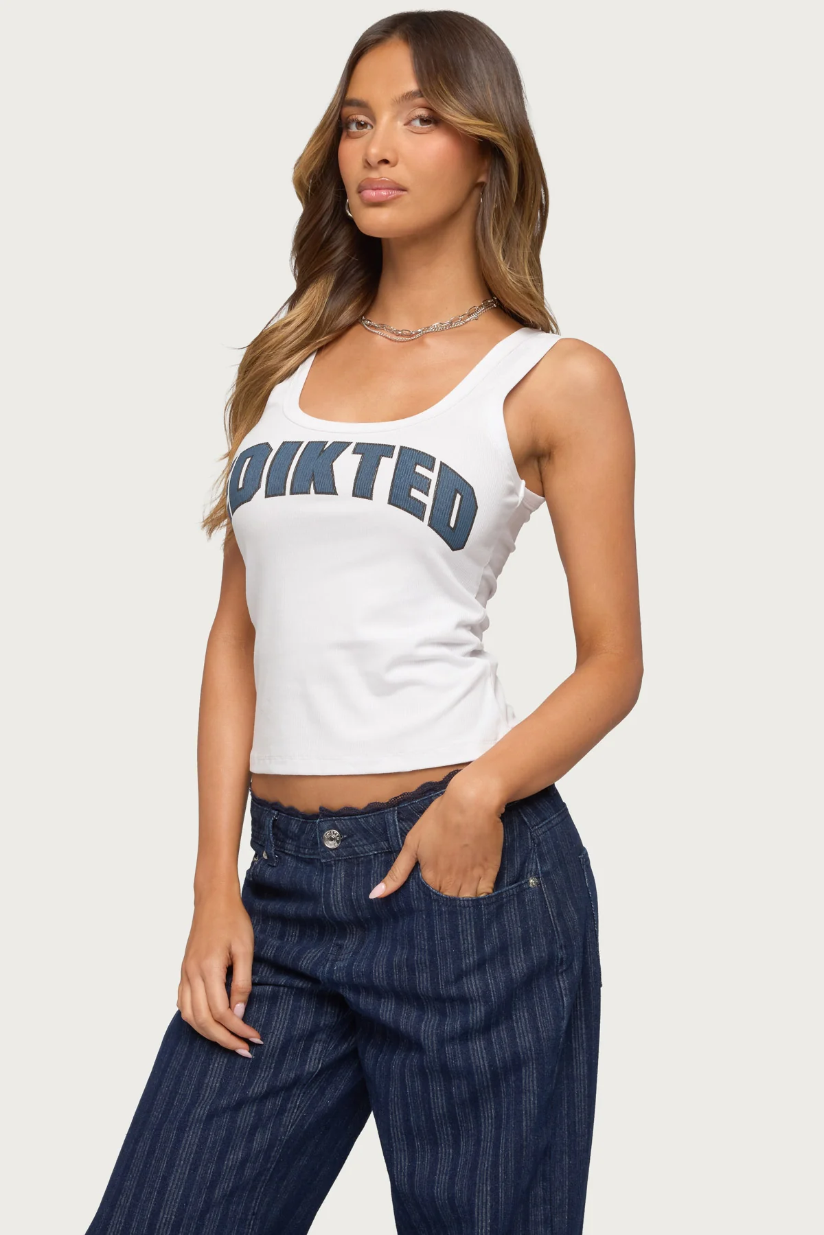 Edikted Girly Ribbed Tank Top - Image 3