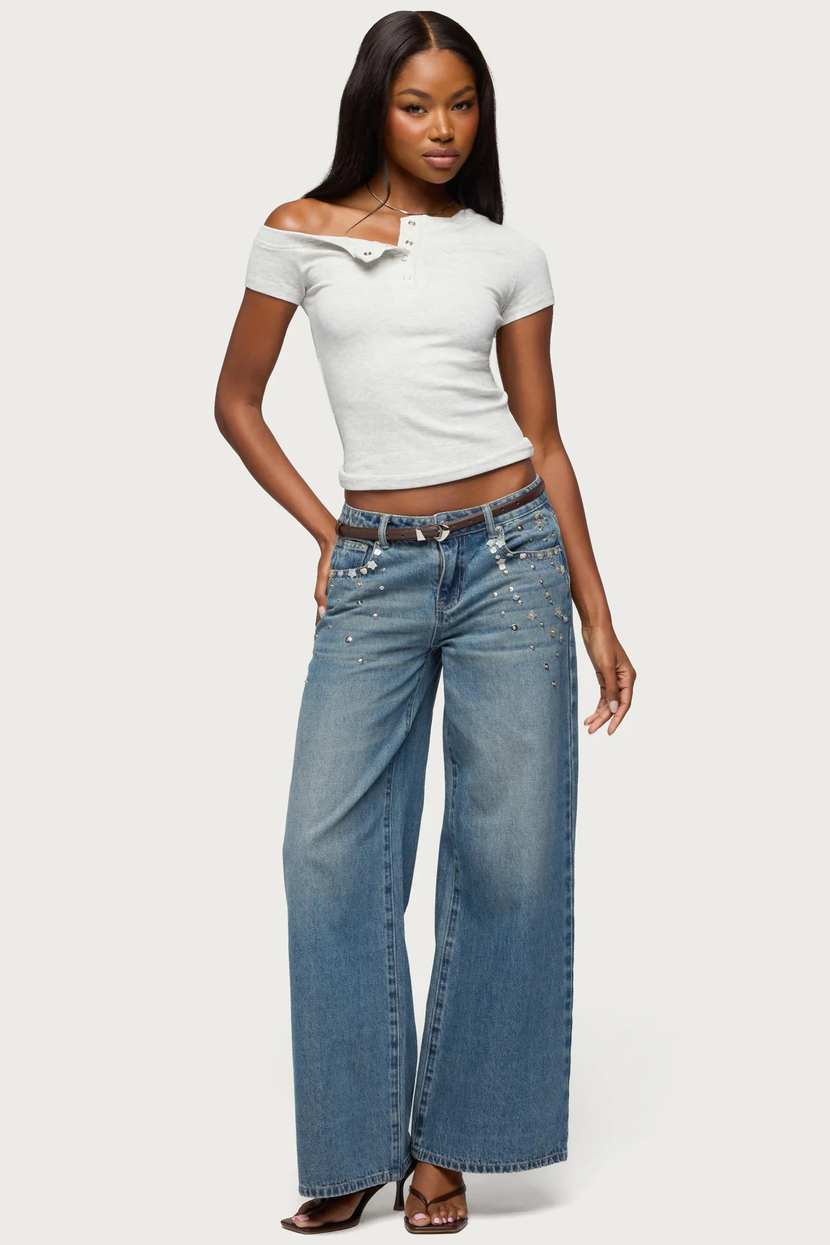 Jubilee Off Shoulder Henley Top - Image 5